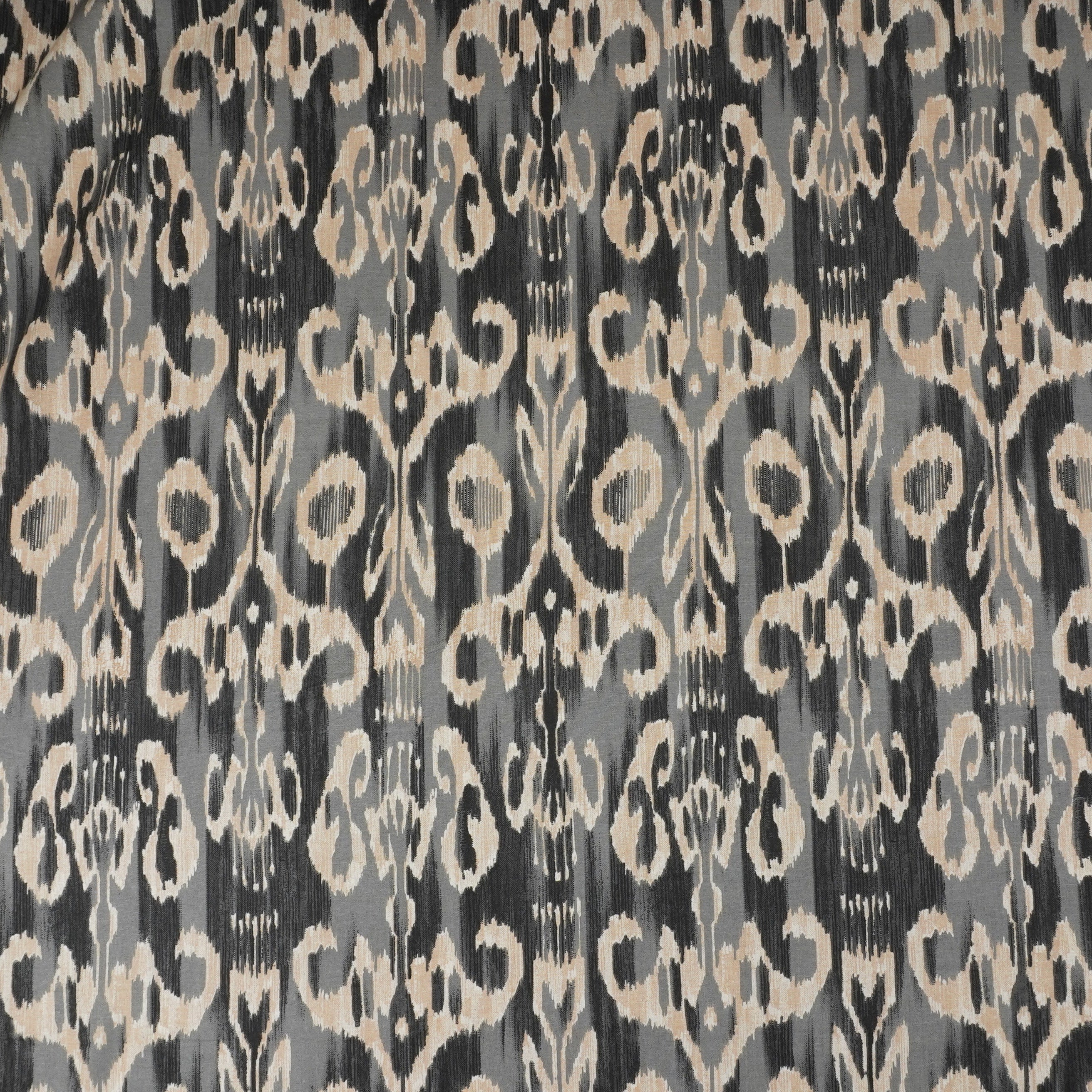Grey with Black Ikkat Print Cotton Fabric SN-29493 - TradeUNO