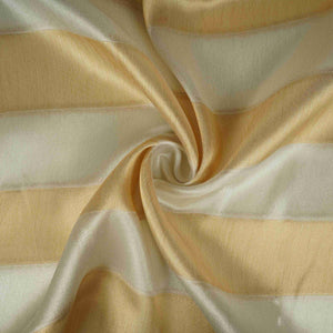 Golden with Off White Stripes Shimmer Tissue Fabric MTI-31260 - TradeUNO