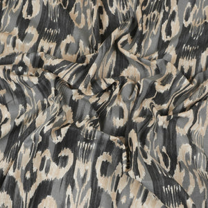 Grey with Black Ikkat Print Cotton Fabric SN-29493 - TradeUNO