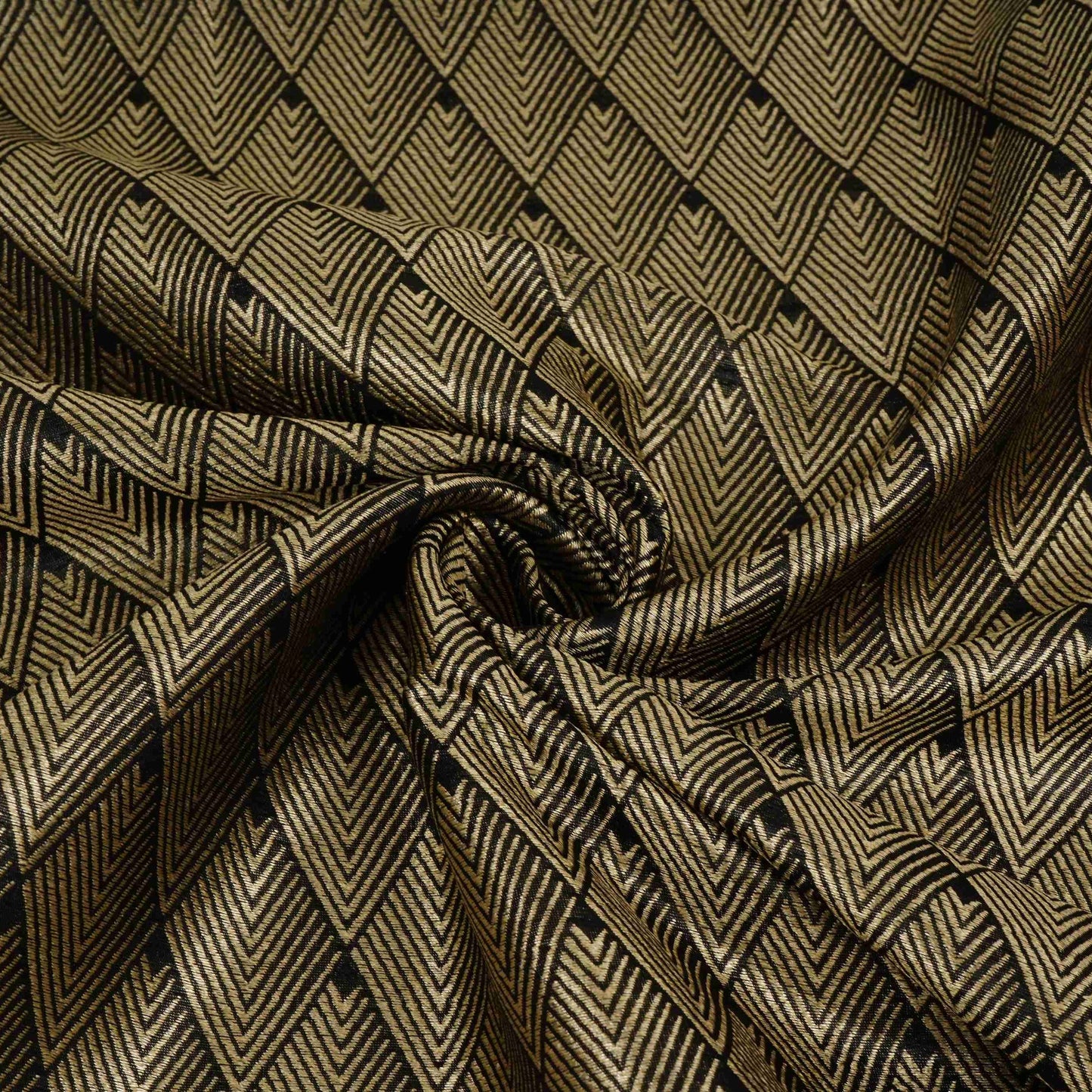 Black Chevron weave Brocade Fabric HMSS-32809