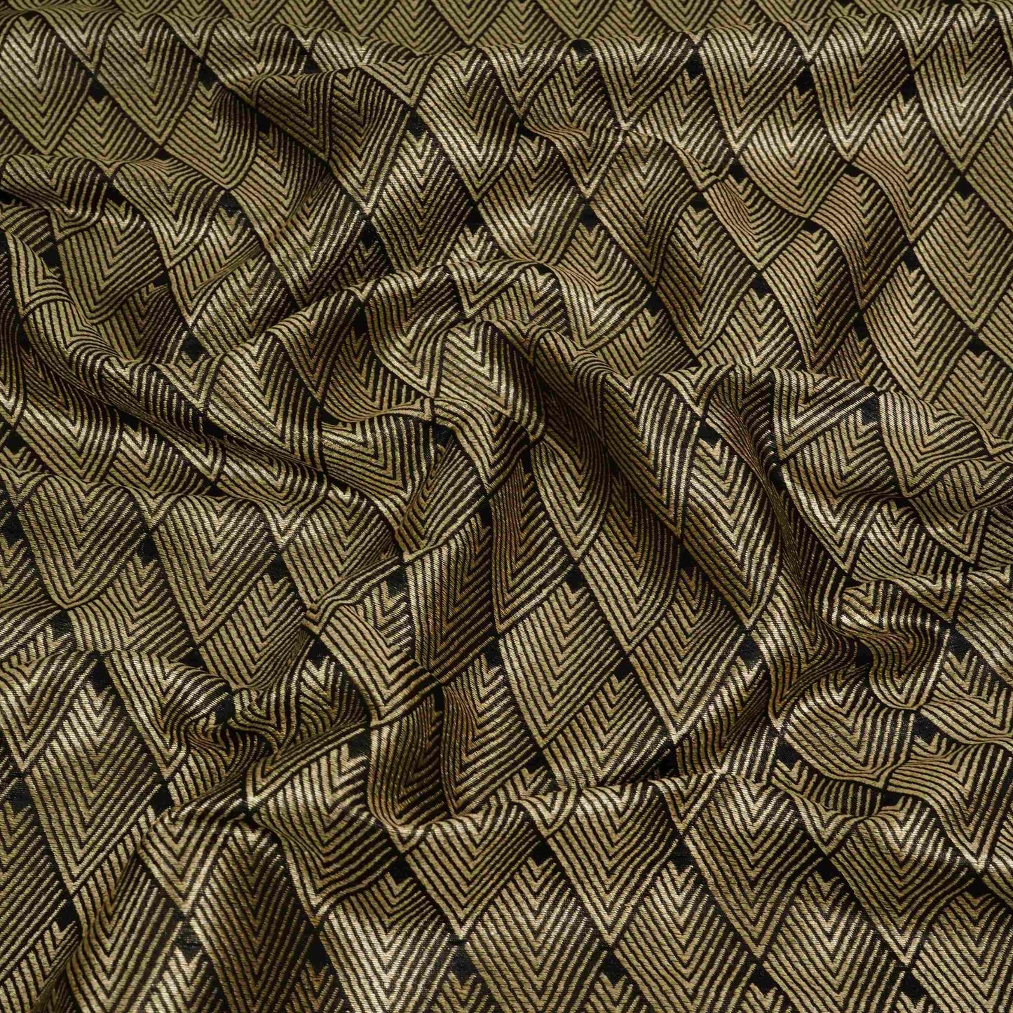 Black Chevron weave Brocade Fabric HMSS-32809