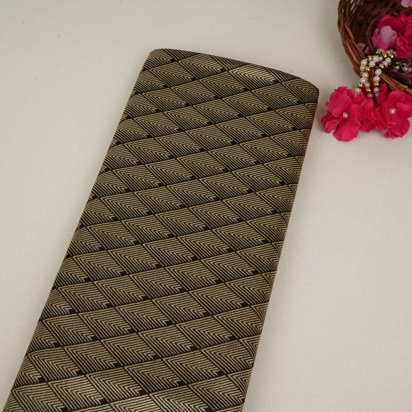 Black Chevron weave Brocade Fabric HMSS-32809