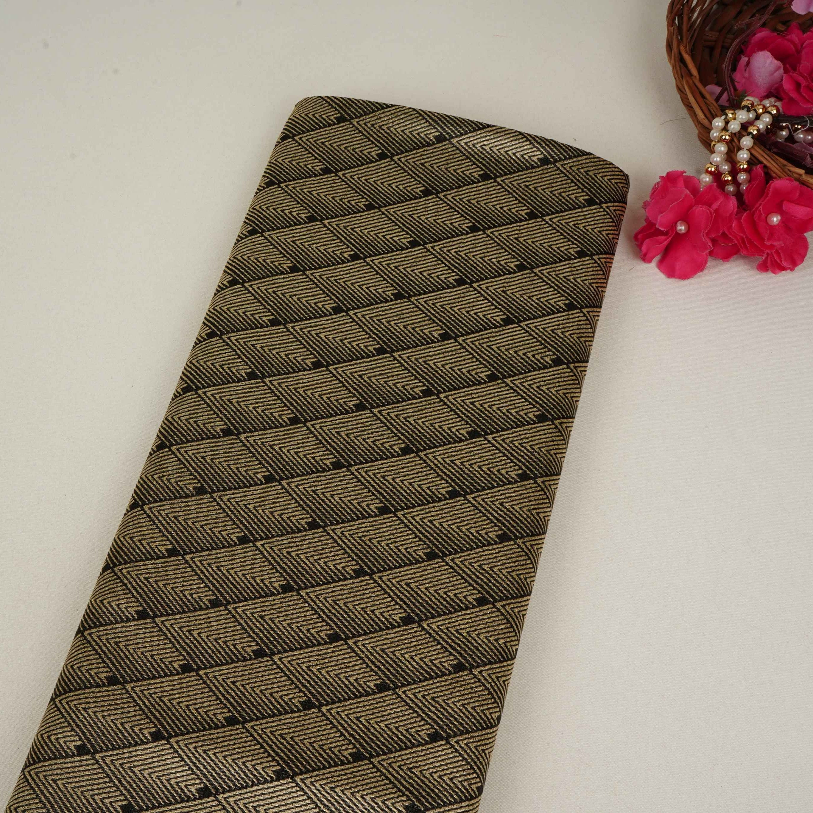Black Chevron weave Brocade Fabric HMSS-32809