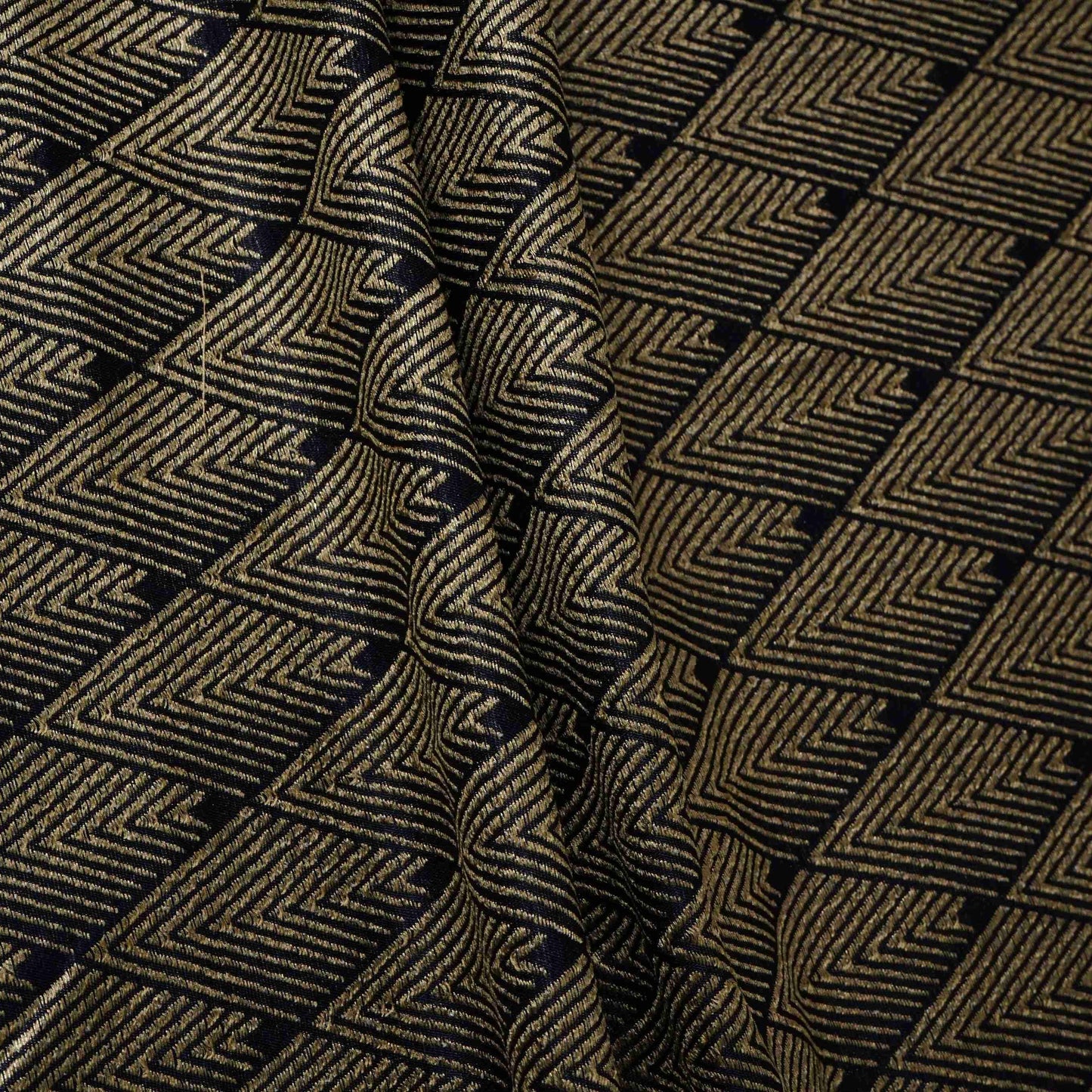 Navy Blue Chevron Weave Brocade Fabric HMSS-32804