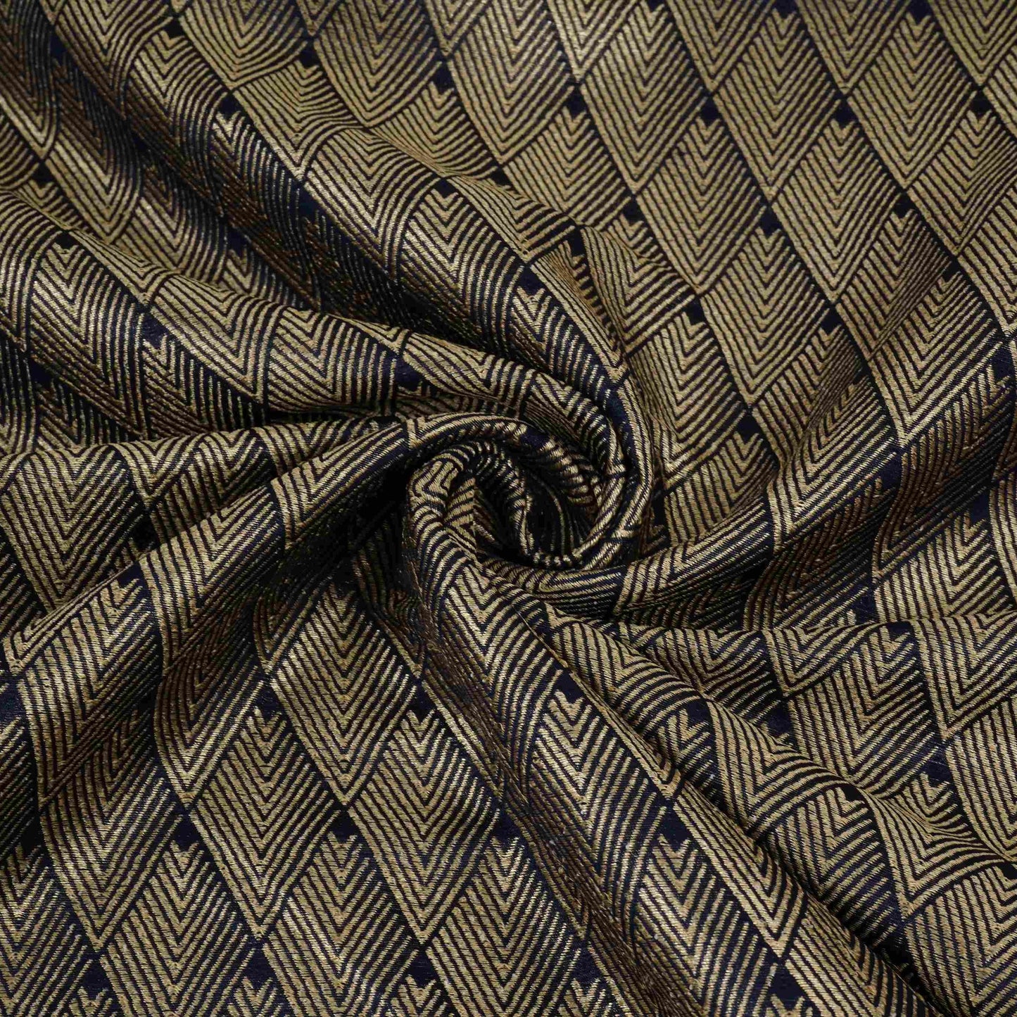Navy Blue Chevron Weave Brocade Fabric HMSS-32804