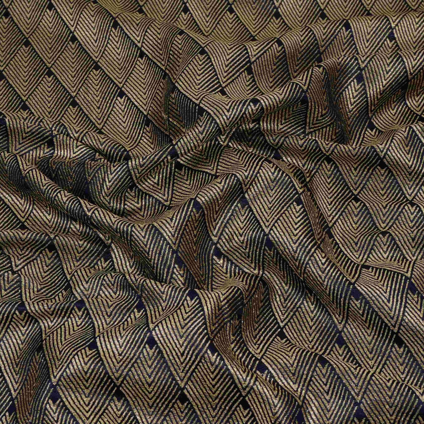 Navy Blue Chevron Weave Brocade Fabric HMSS-32804