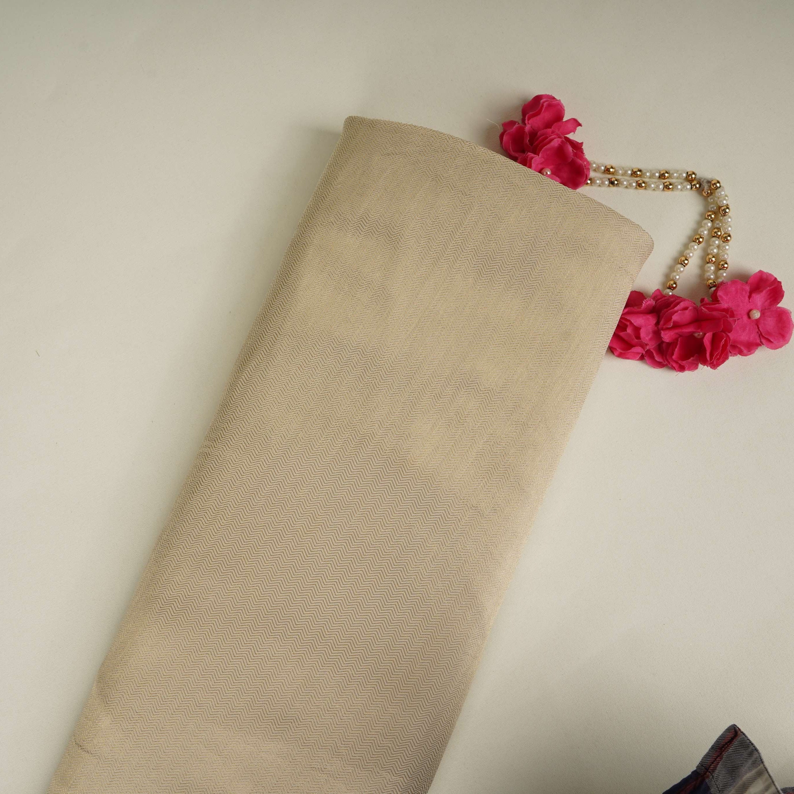 Golden Herringbone Shimmer Tissue Fabric MTI-31264 - TradeUNO