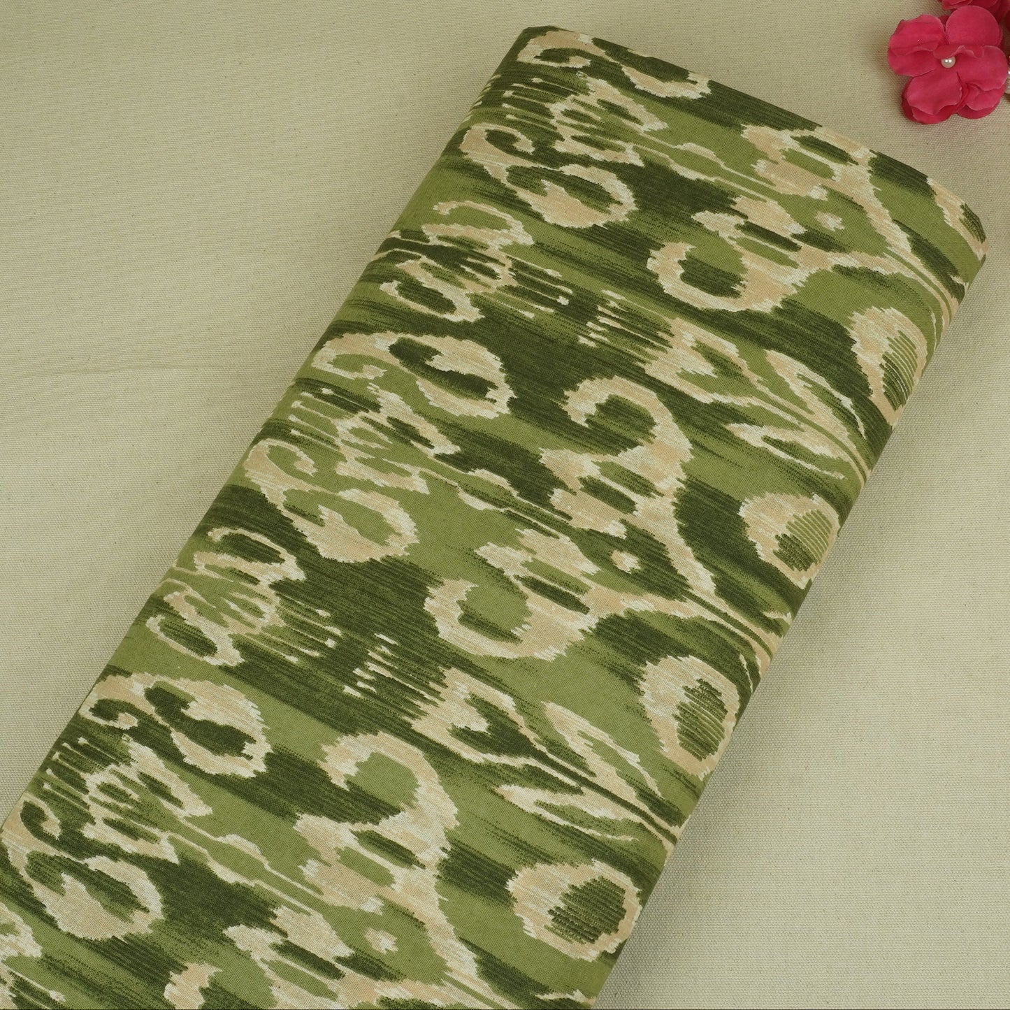 Green Ikkat Print Cotton Fabric SN-29494