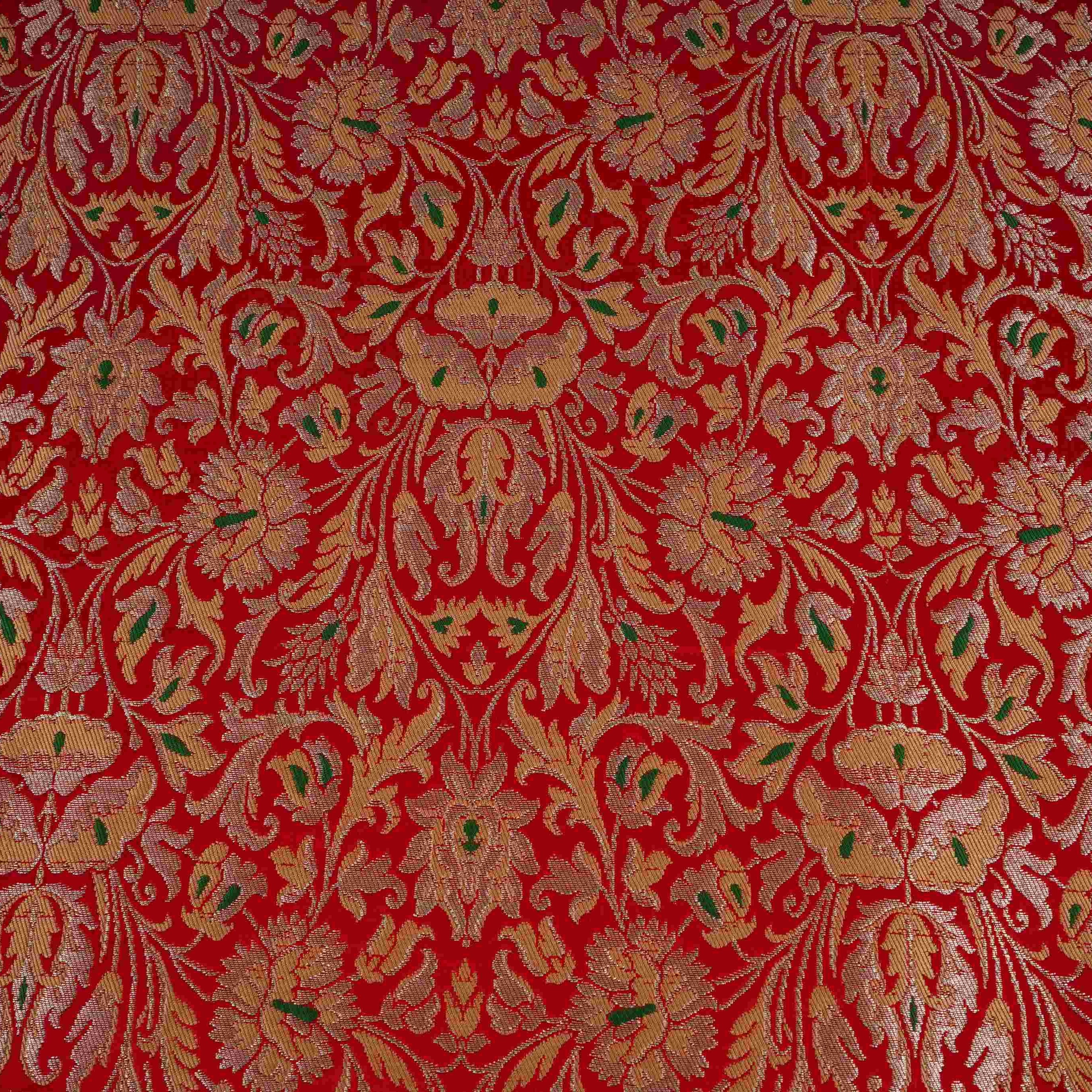 Red Alfi Meena Kimkhab Brocade Fabric HMSS-32768