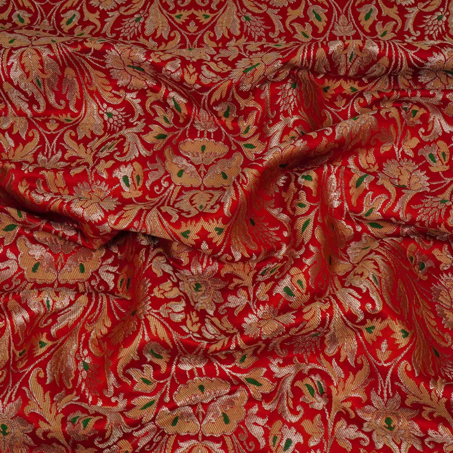 Red Alfi Meena Kimkhab Brocade Fabric HMSS-32768