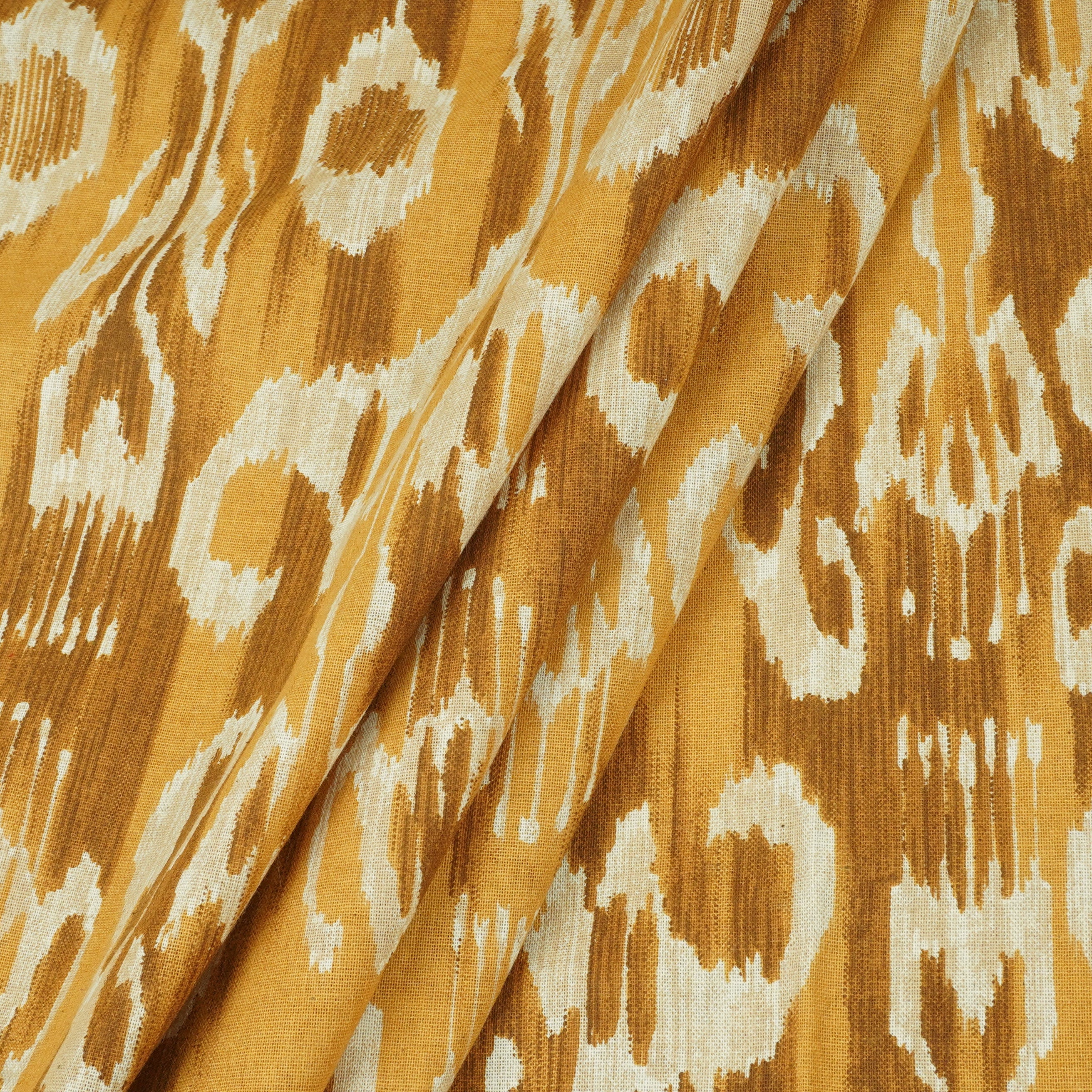 Mustard Ikkat Print Cotton Fabric SN-29492 - TradeUNO