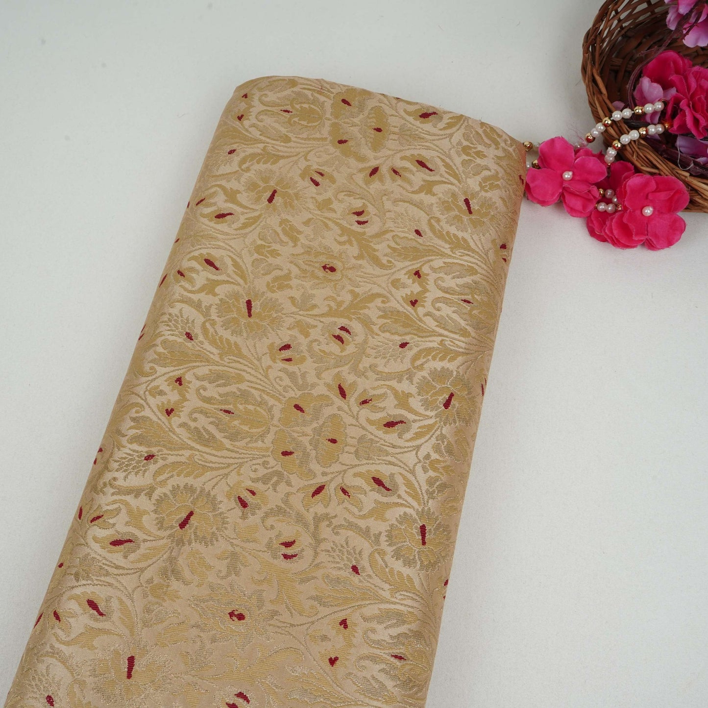 Golden Alfi Meena Kimkhab Brocade Fabric HMSS-32769