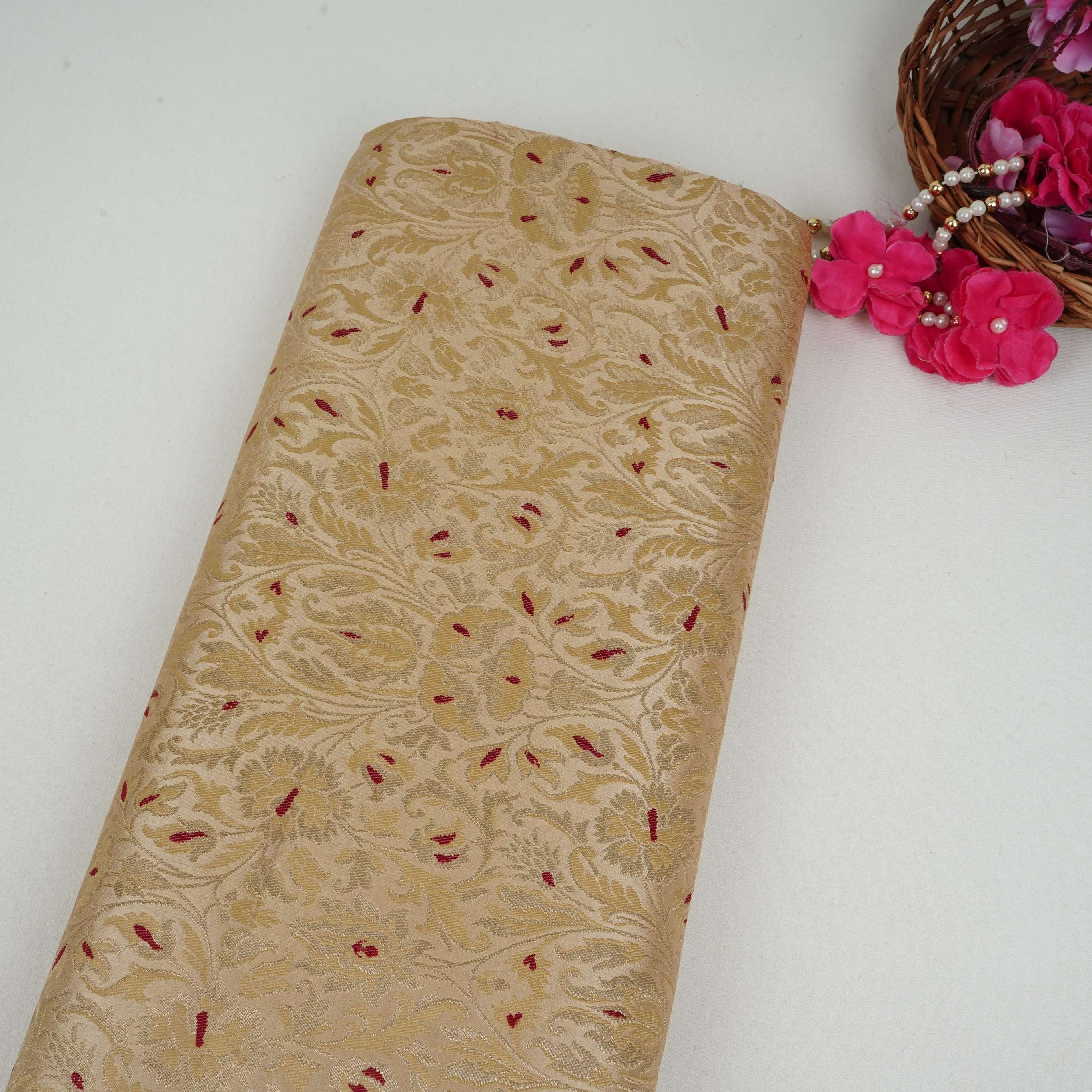 Golden Alfi Meena Kimkhab Brocade Fabric HMSS-32769