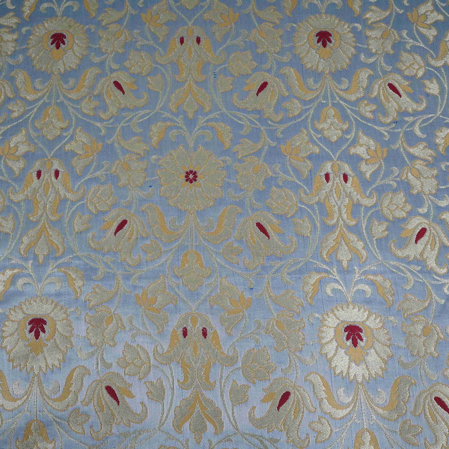Powder Blue Alfi Meena Kimkhab Brocade Fabric HMSS-32765