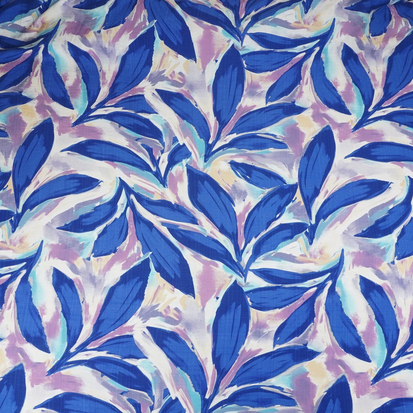 Royal Blue With Multicolor Abstract Print Viscose Linen PDM-29477