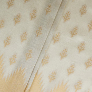 Golden with Silver floral Buta Tanchui Silk Fabric MTI-31262 - TradeUNO