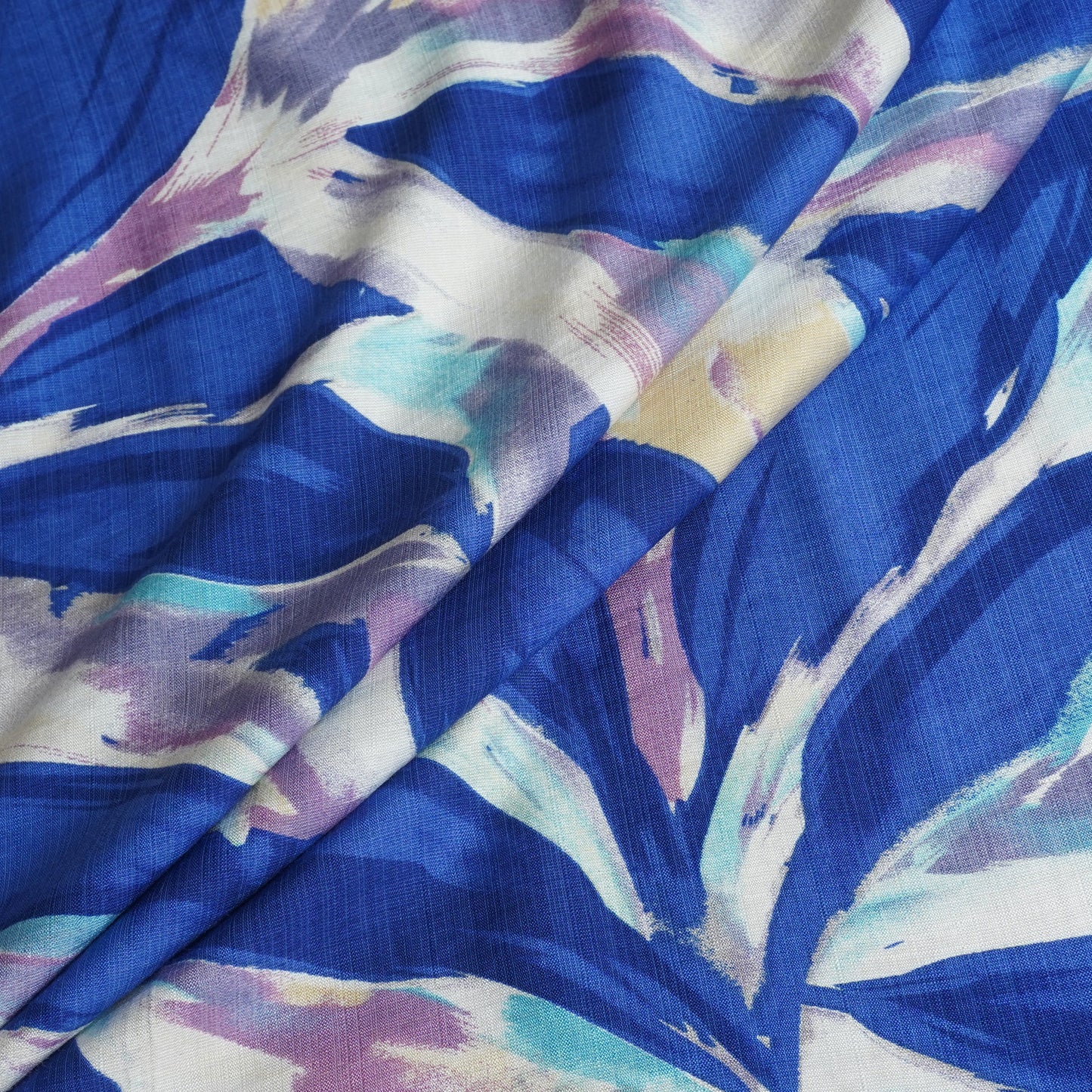 Royal Blue With Multicolor Abstract Print Viscose Linen PDM-29477