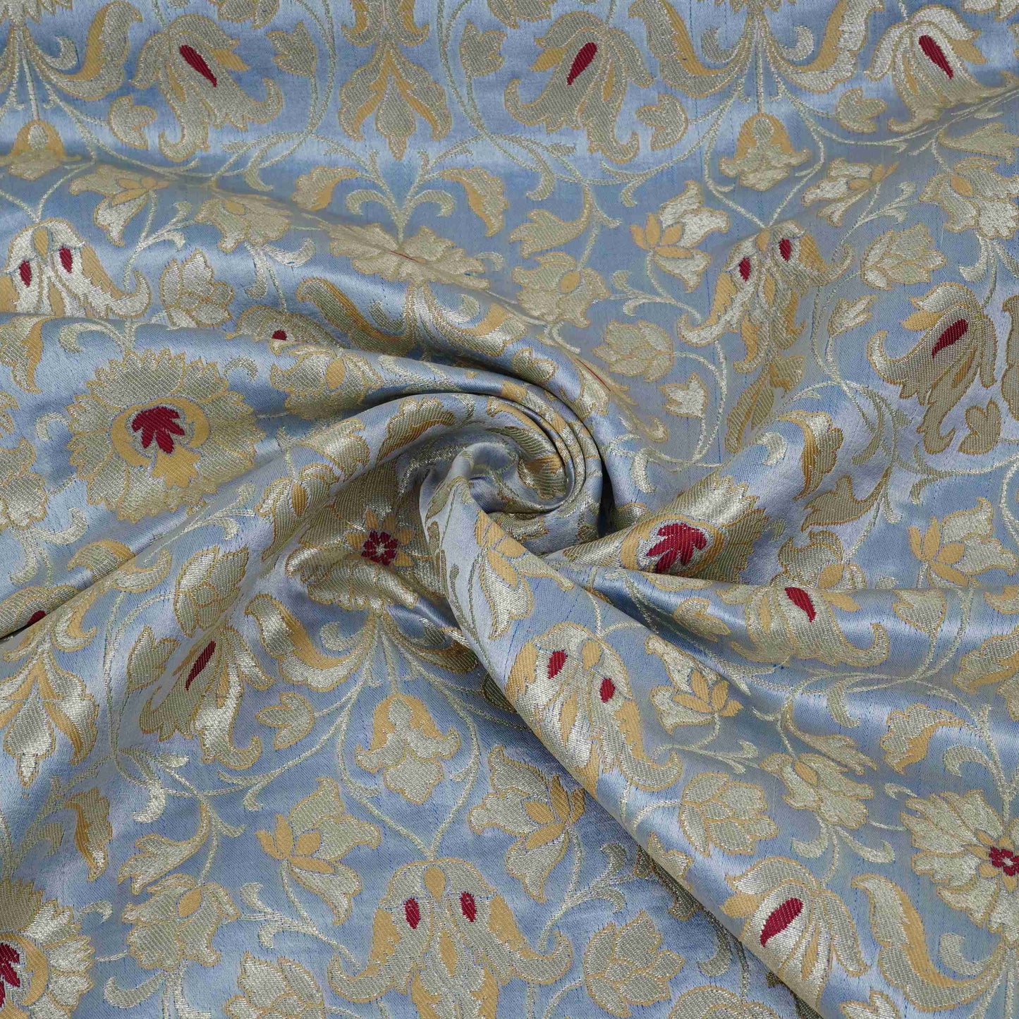 Powder Blue Alfi Meena Kimkhab Brocade Fabric HMSS-32765