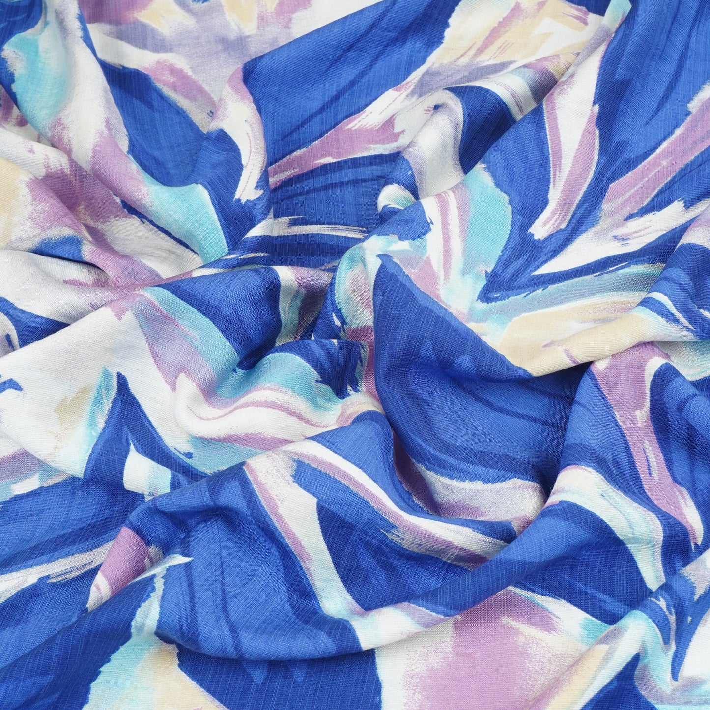 Royal Blue With Multicolor Abstract Print Viscose Linen PDM-29477