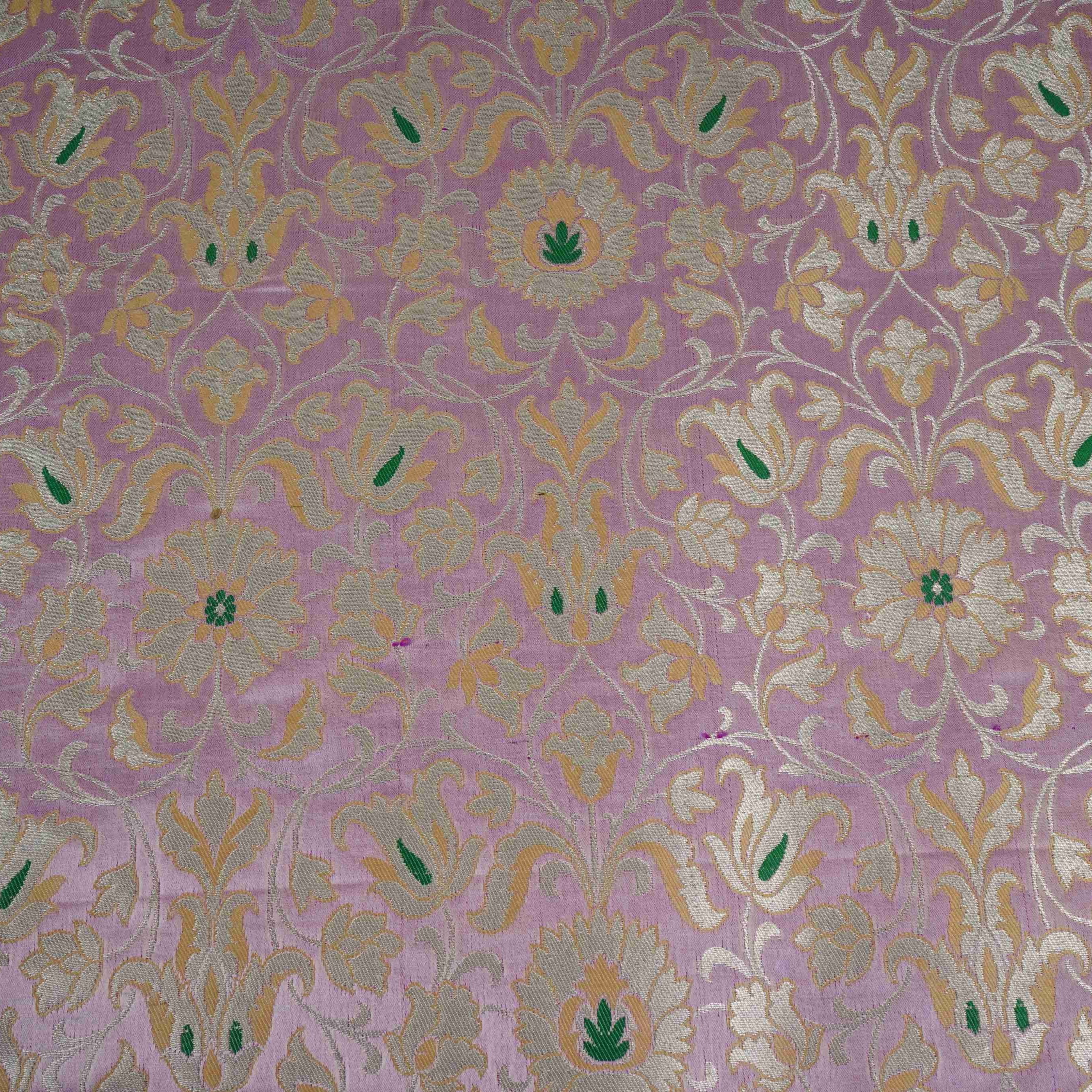 Baby Pink Alfi Meena Kimkhab Brocade Fabric HMSS-32763