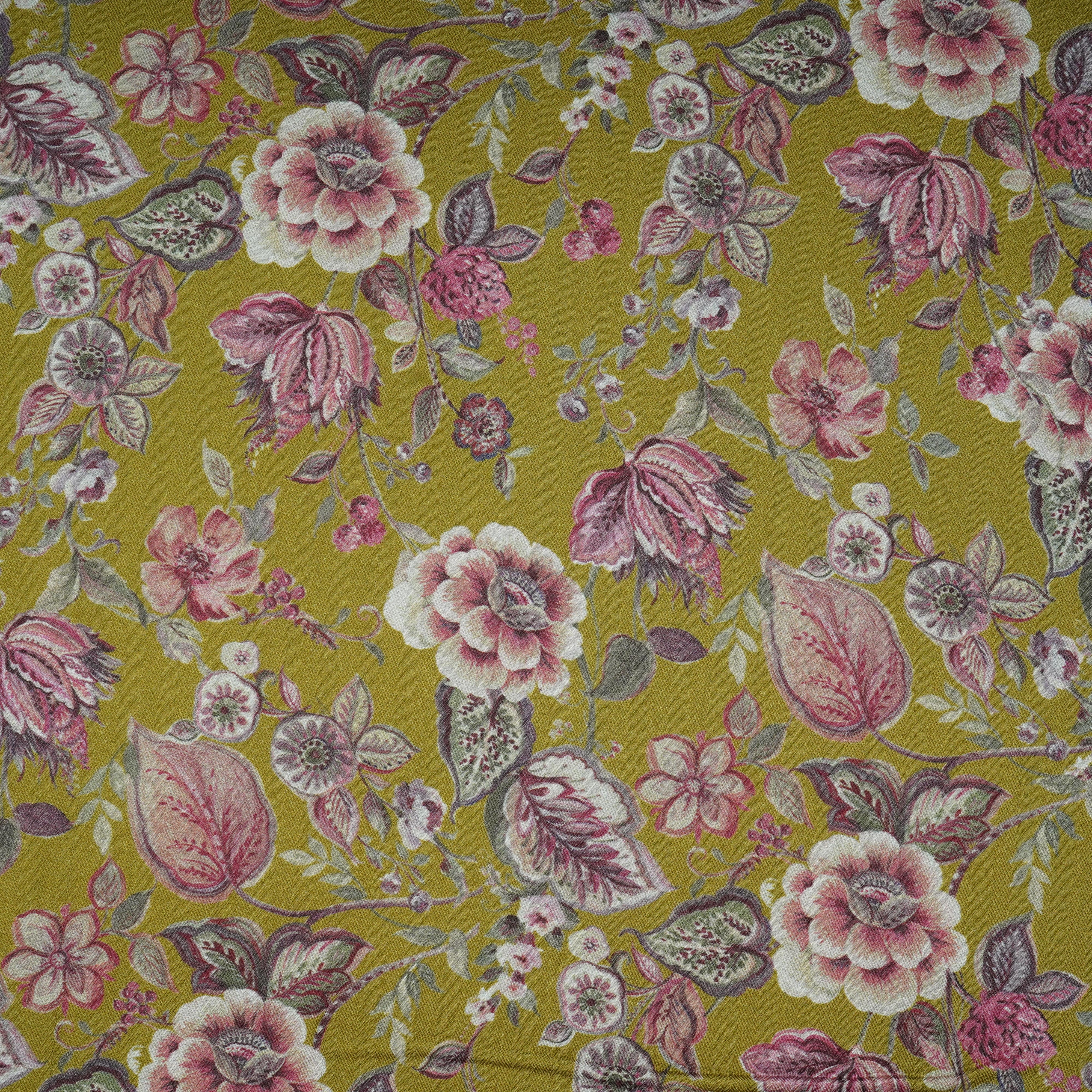 Chartreuse Green Floral Print Pashmina Fabric 20981