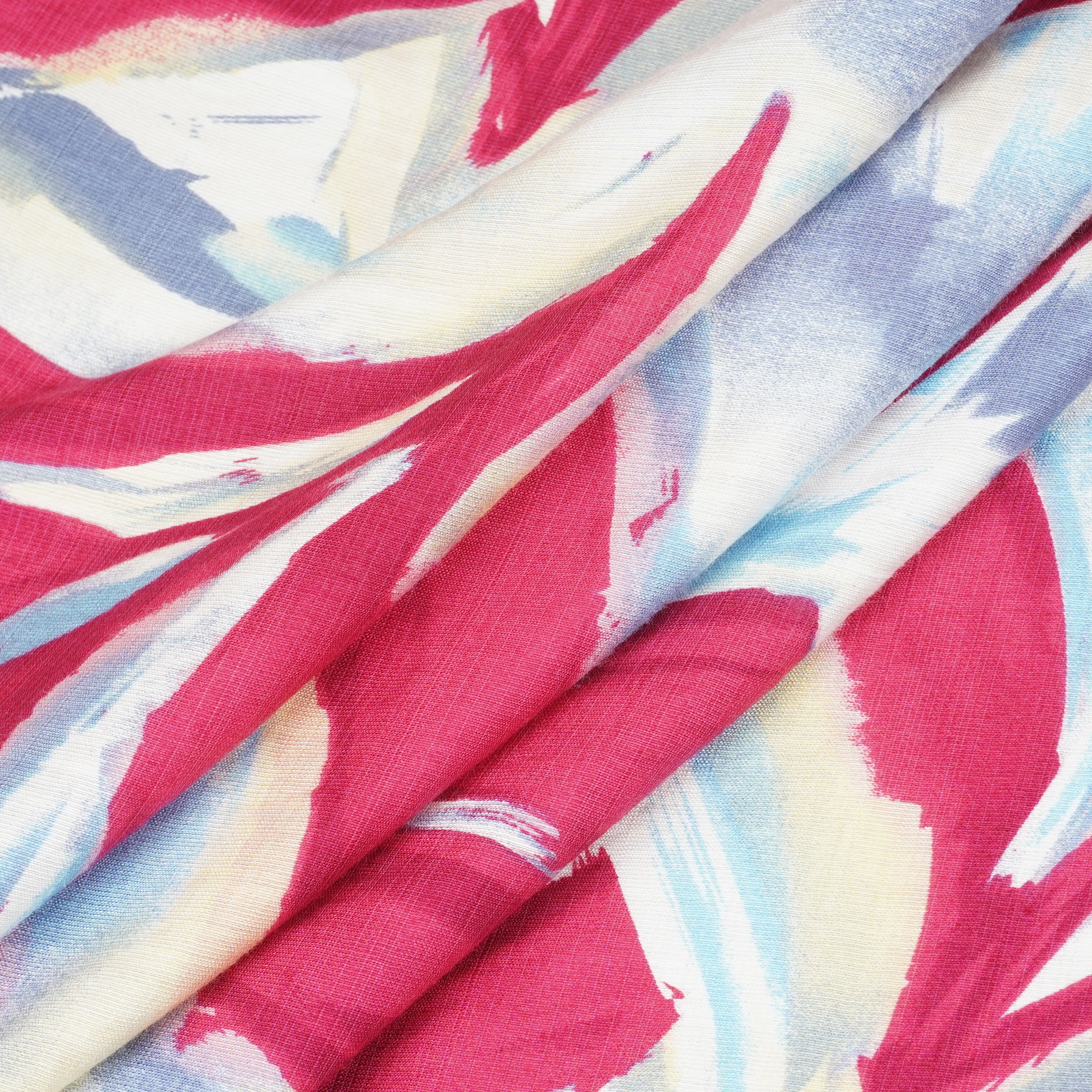Red With Multicolor Abstract Print Viscose Linen PDM-29473 - TradeUNO