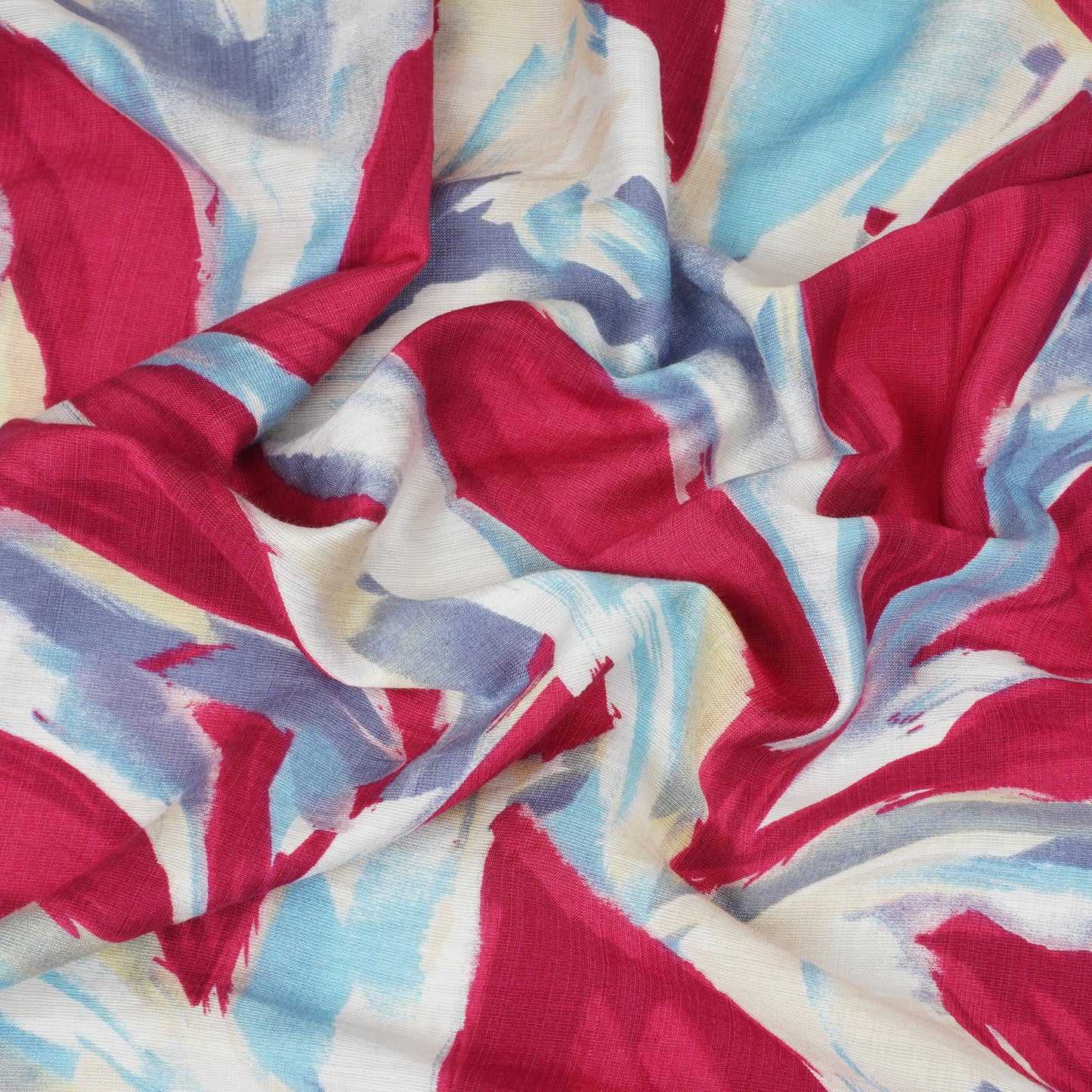 Red With Multicolor Abstract Print Viscose Linen PDM-29473