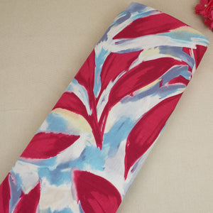 Red With Multicolor Abstract Print Viscose Linen PDM-29473 - TradeUNO