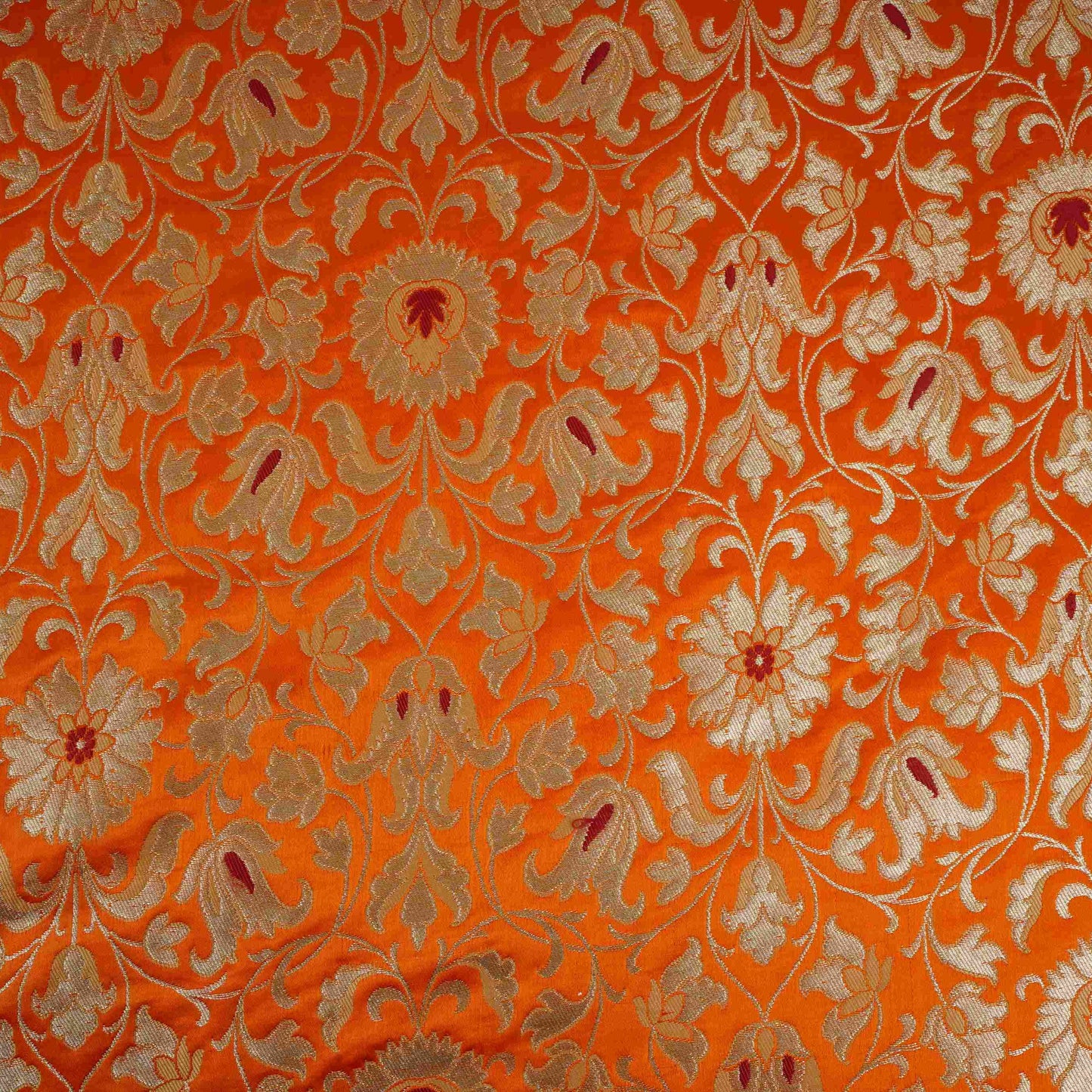 Orange Alfi Meena Kimkhab Brocade Fabric HMSS-32766