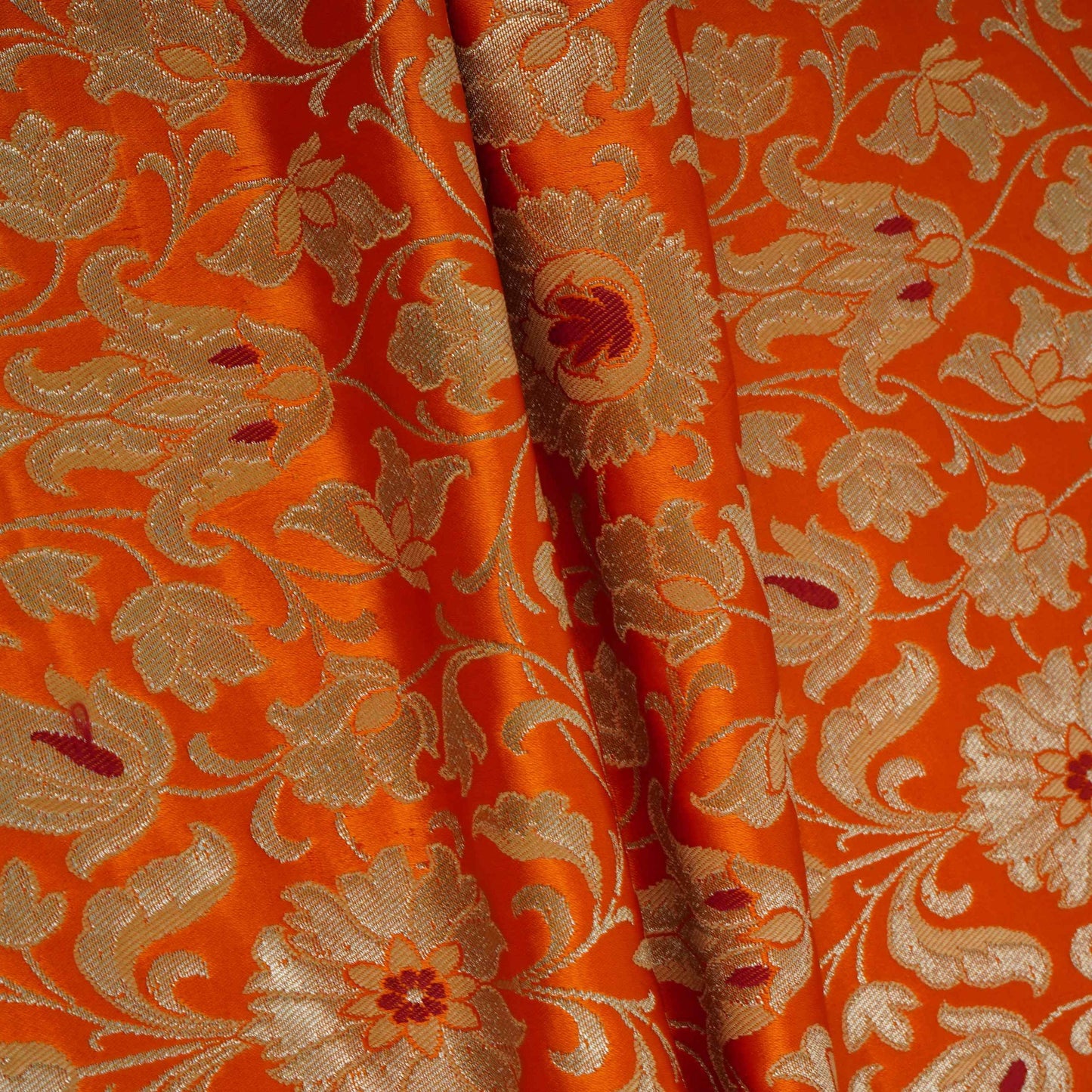 Orange Alfi Meena Kimkhab Brocade Fabric HMSS-32766