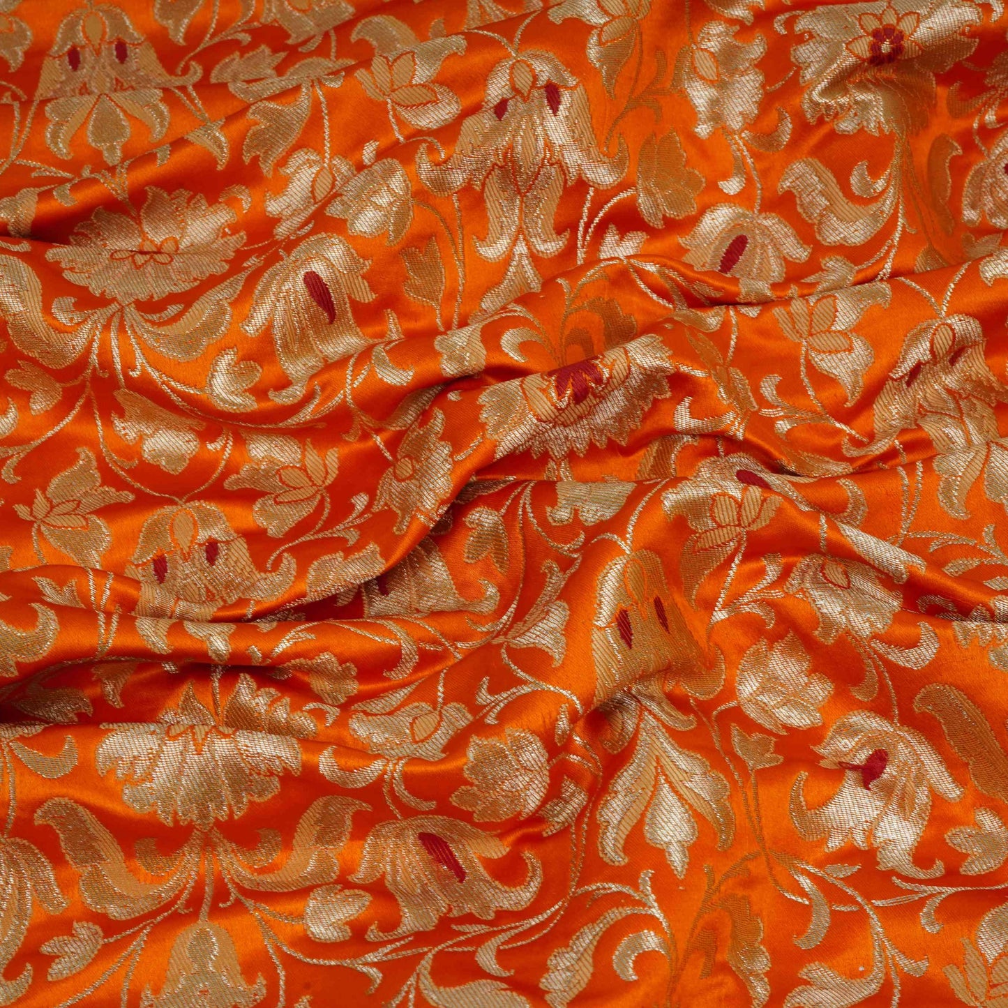 Orange Alfi Meena Kimkhab Brocade Fabric HMSS-32766