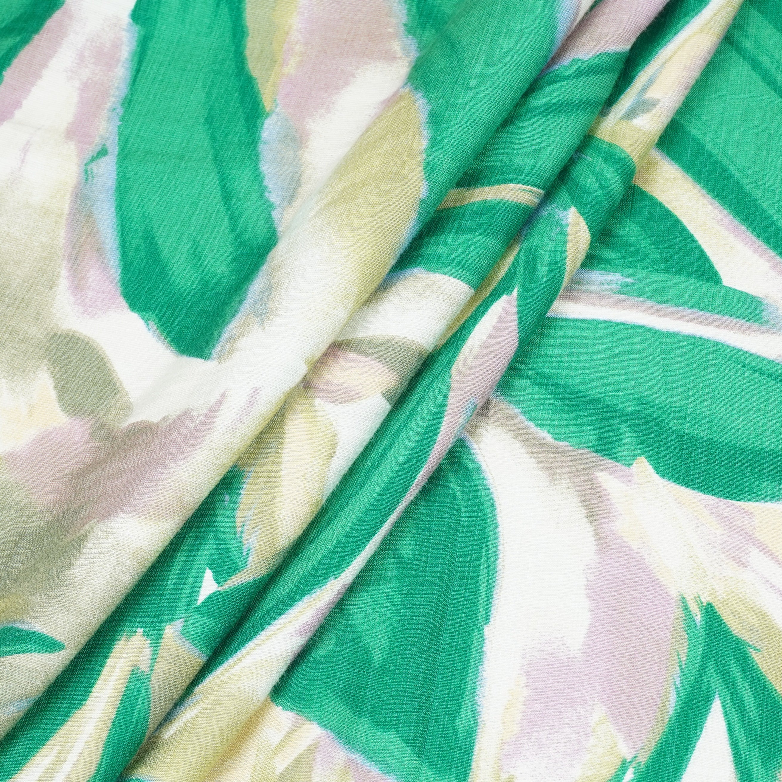 Green With Multicolor Abstract Print Viscose Linen PDM-29476 - TradeUNO
