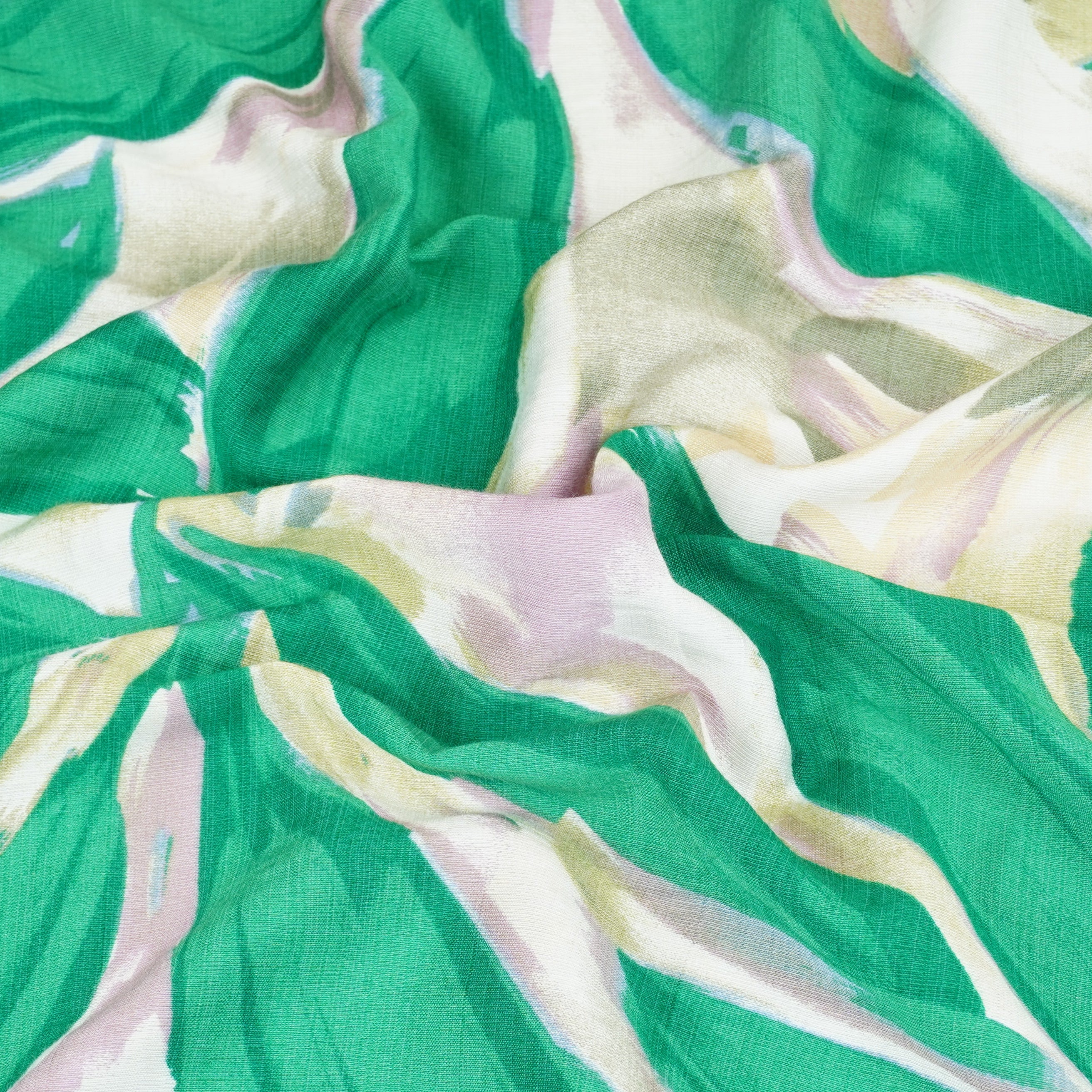 Green With Multicolor Abstract Print Viscose Linen PDM-29476 - TradeUNO