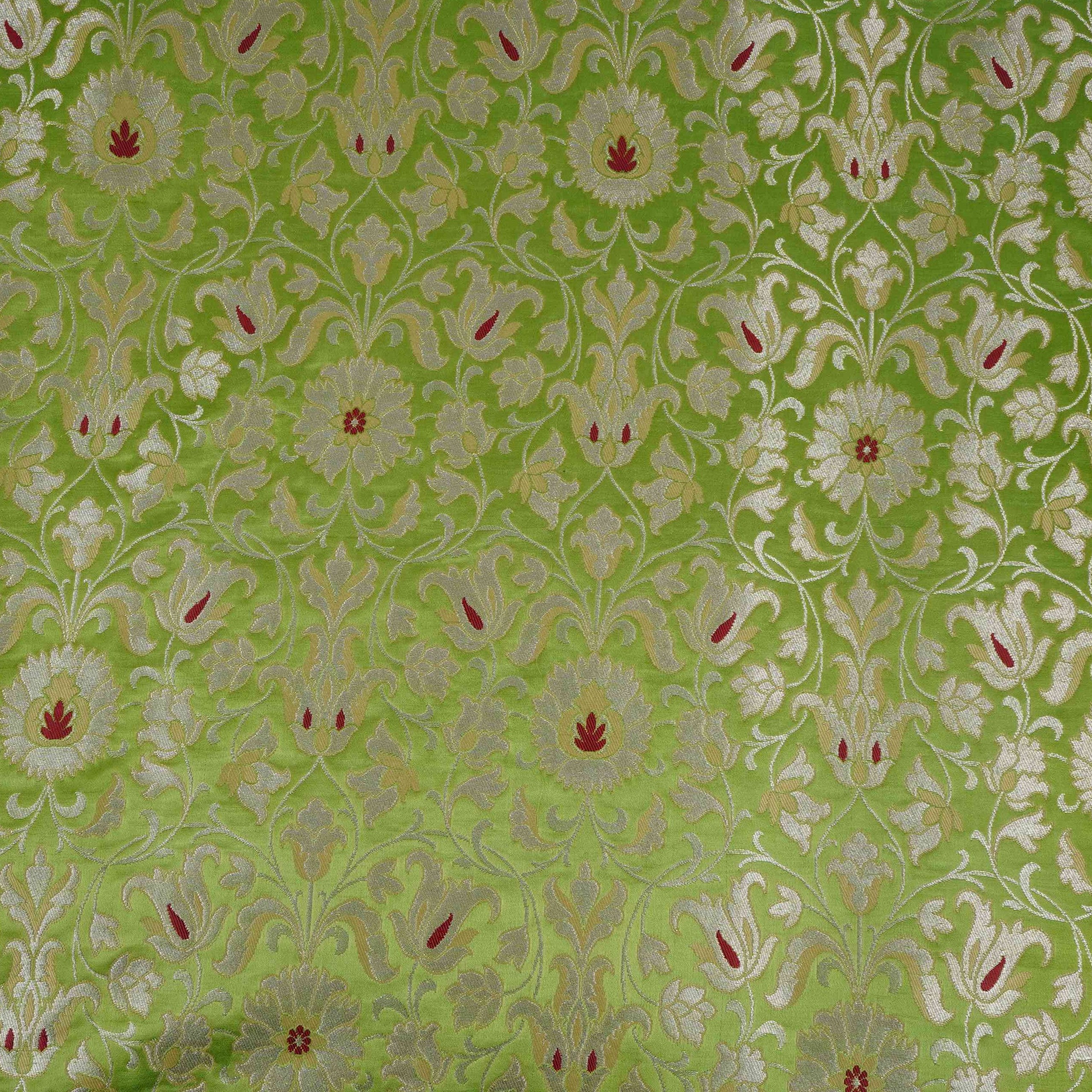 Green Alfi Meena Kimkhab Brocade Fabric HMSS-32767
