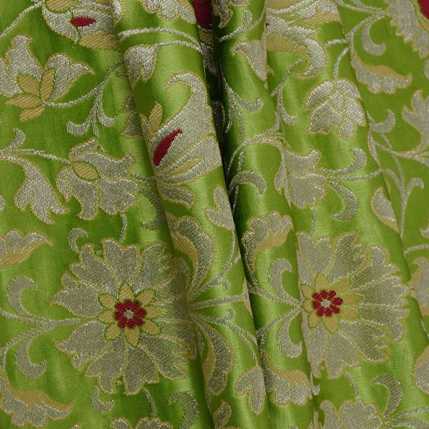 Green Alfi Meena Kimkhab Brocade Fabric HMSS-32767