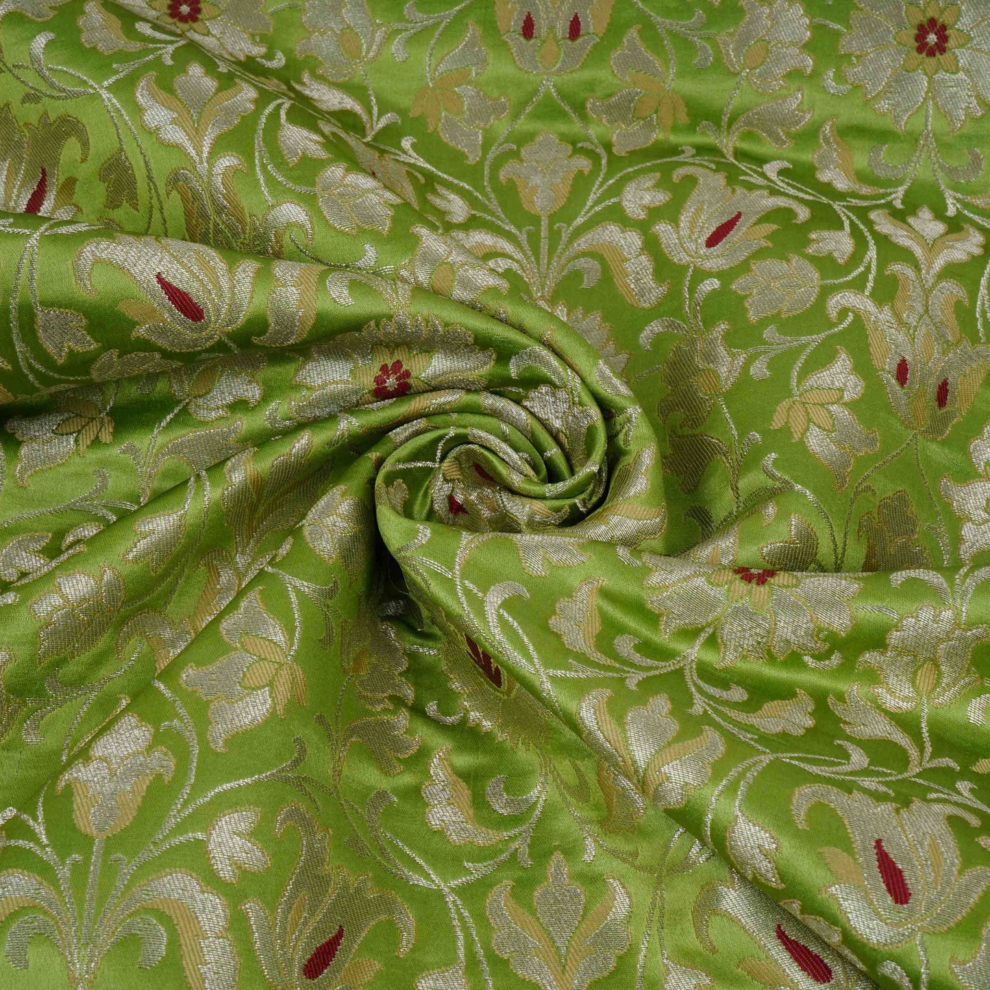 Green Alfi Meena Kimkhab Brocade Fabric HMSS-32767