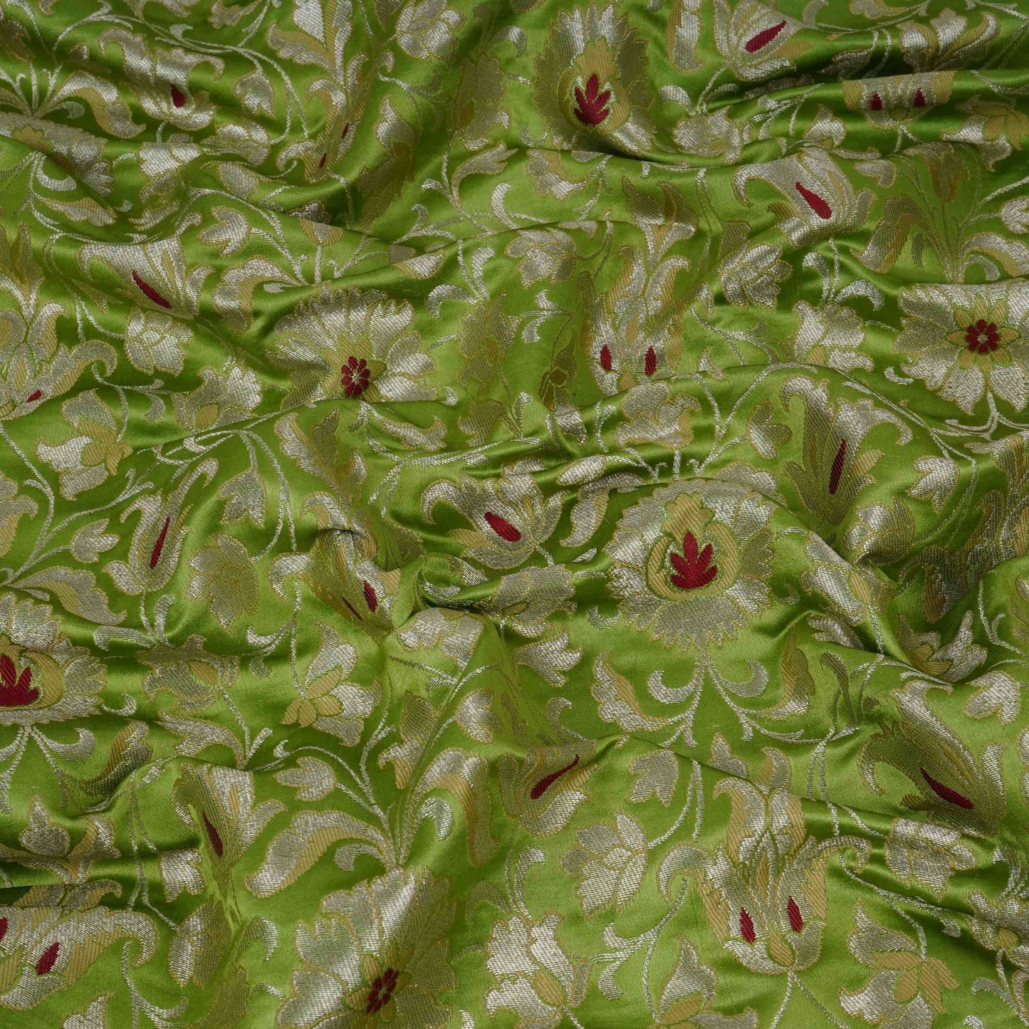 Green Alfi Meena Kimkhab Brocade Fabric HMSS-32767