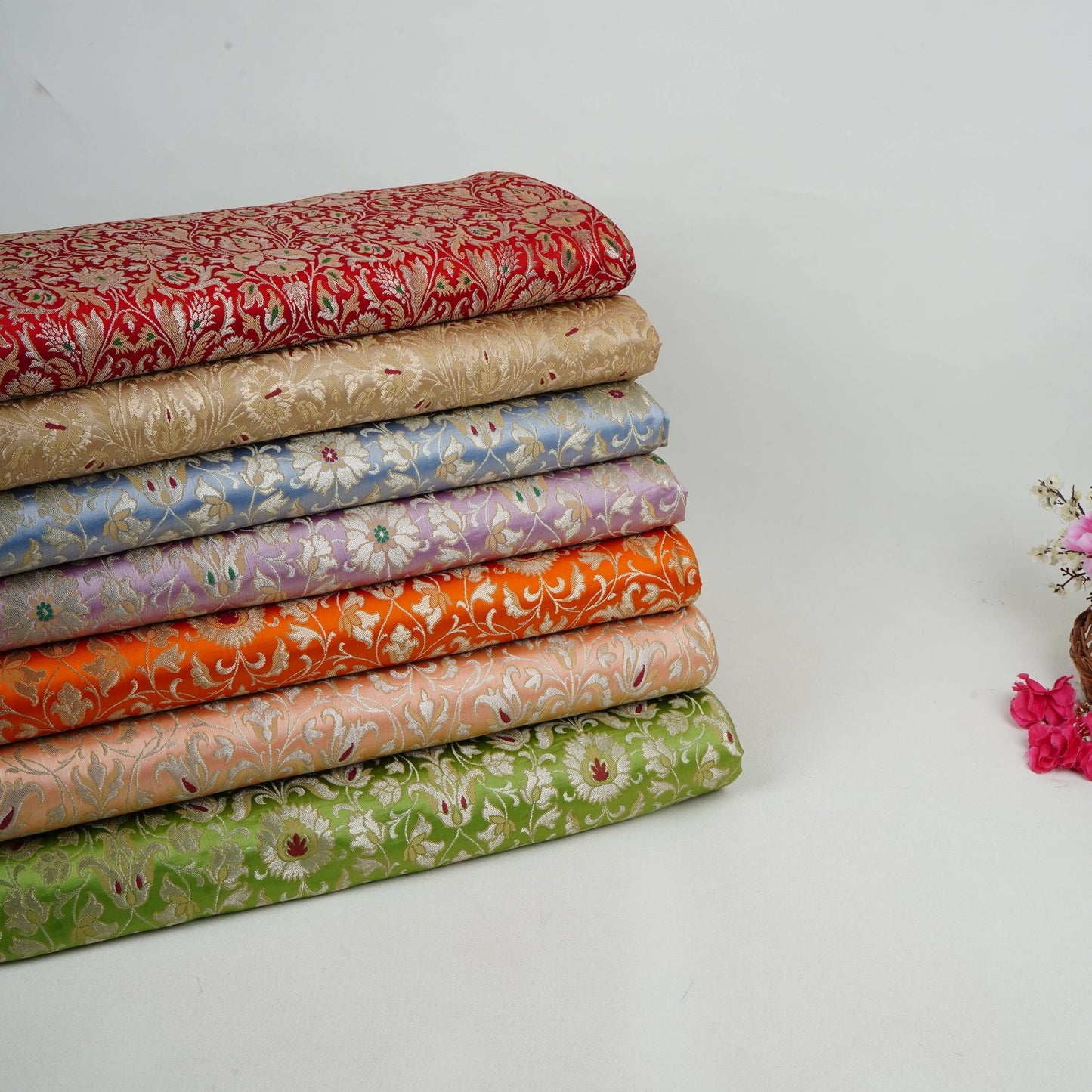 Golden Alfi Meena Kimkhab Brocade Fabric HMSS-32769