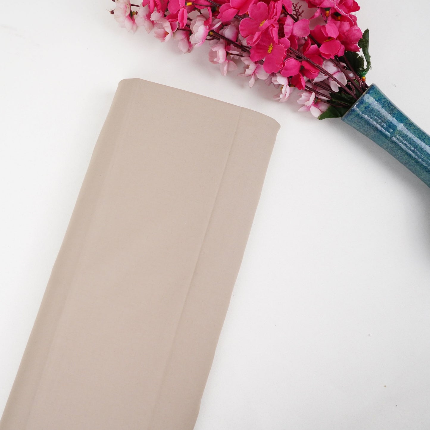 Beige Solid Lycra Suiting Fabric ASMI-31290