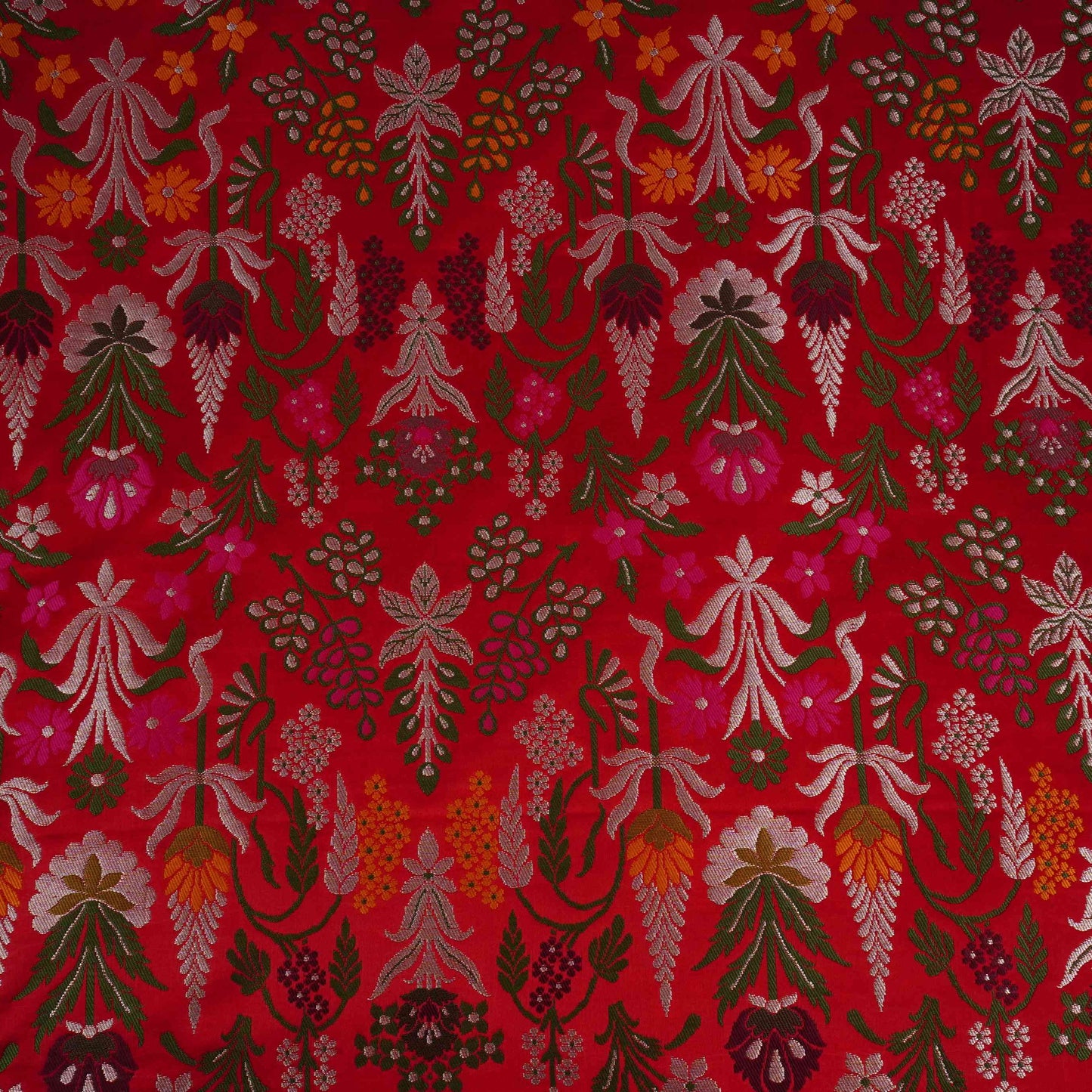 Red Kimkhab Brocade Fabric HMSS-32792