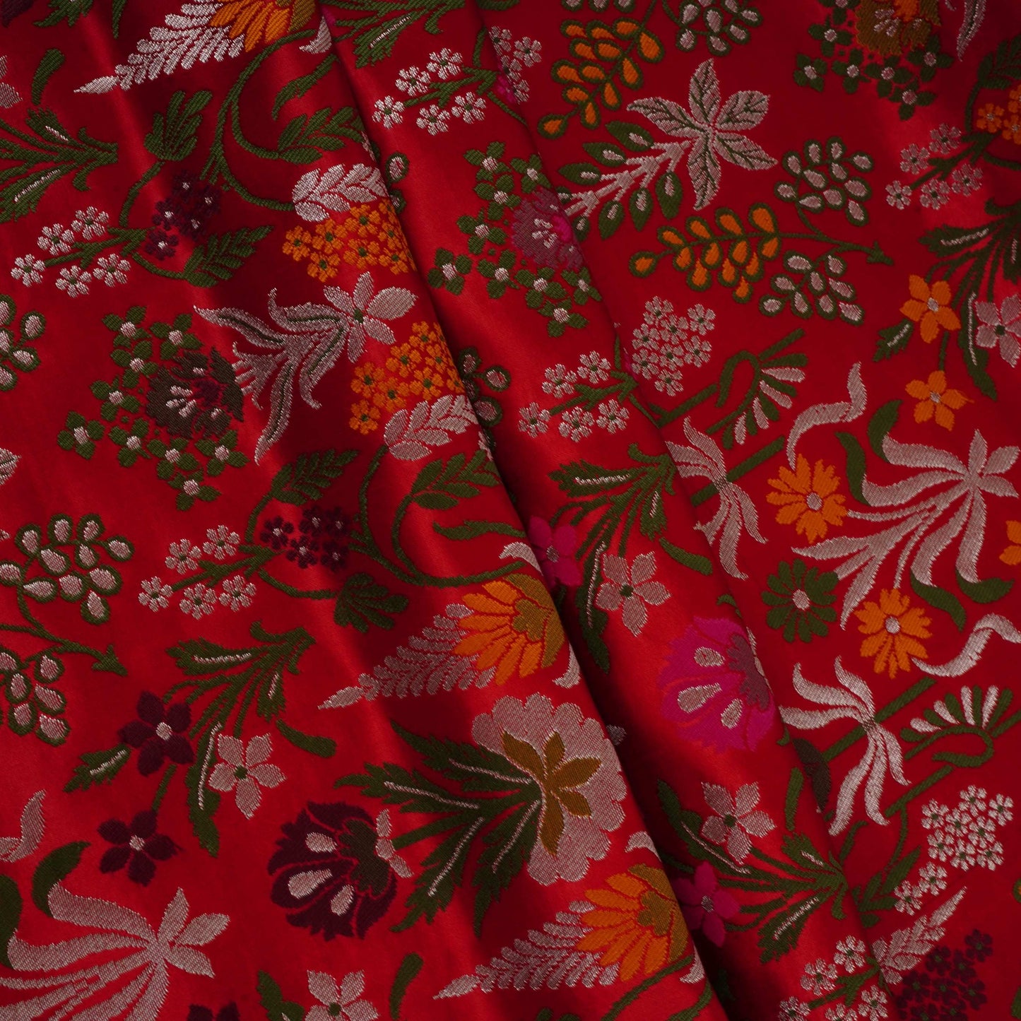 Red Kimkhab Brocade Fabric HMSS-32792