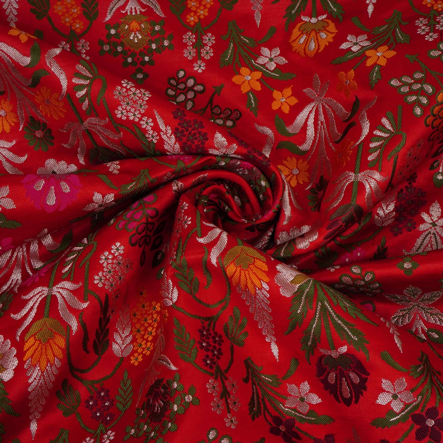 Red Kimkhab Brocade Fabric HMSS-32792