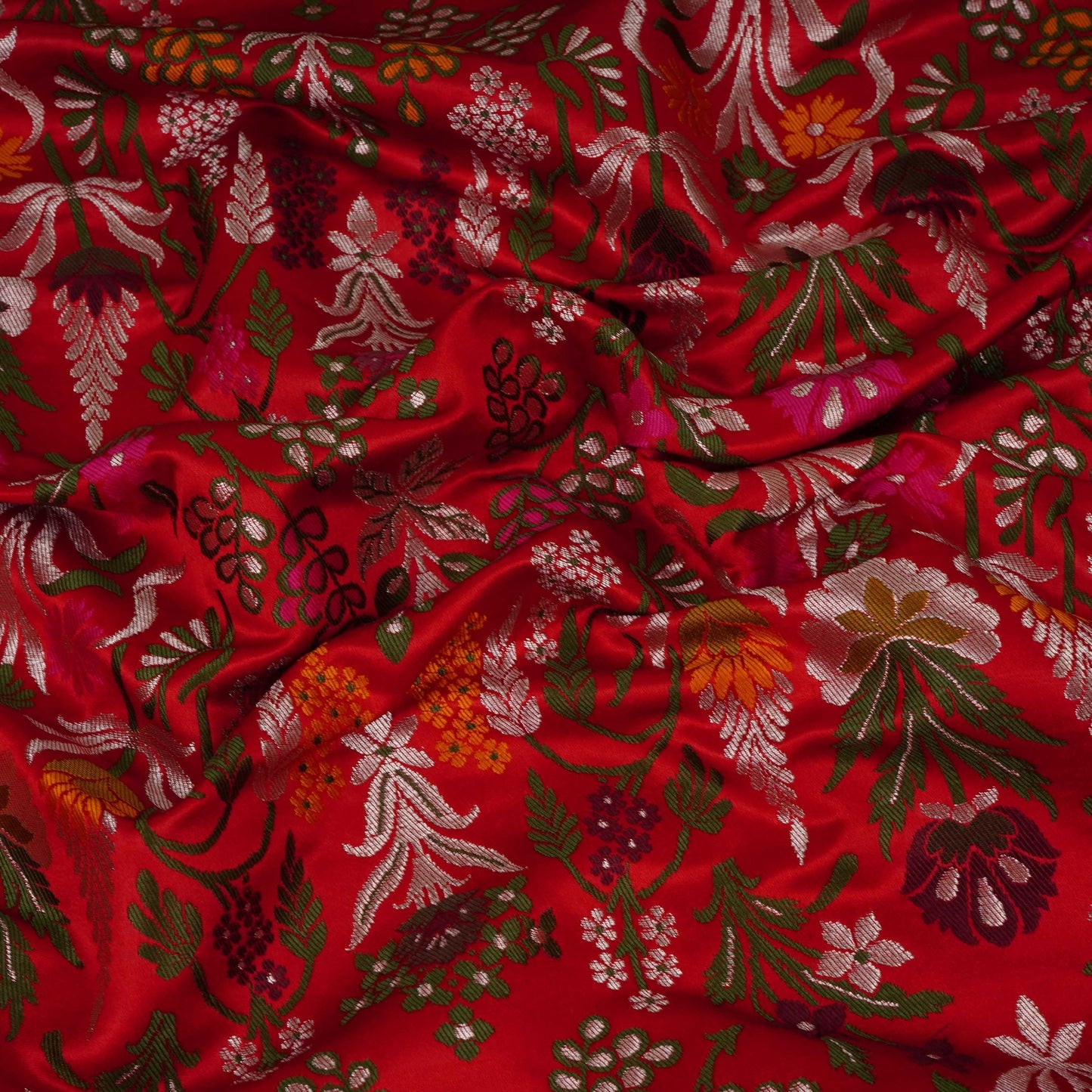 Red Kimkhab Brocade Fabric HMSS-32792