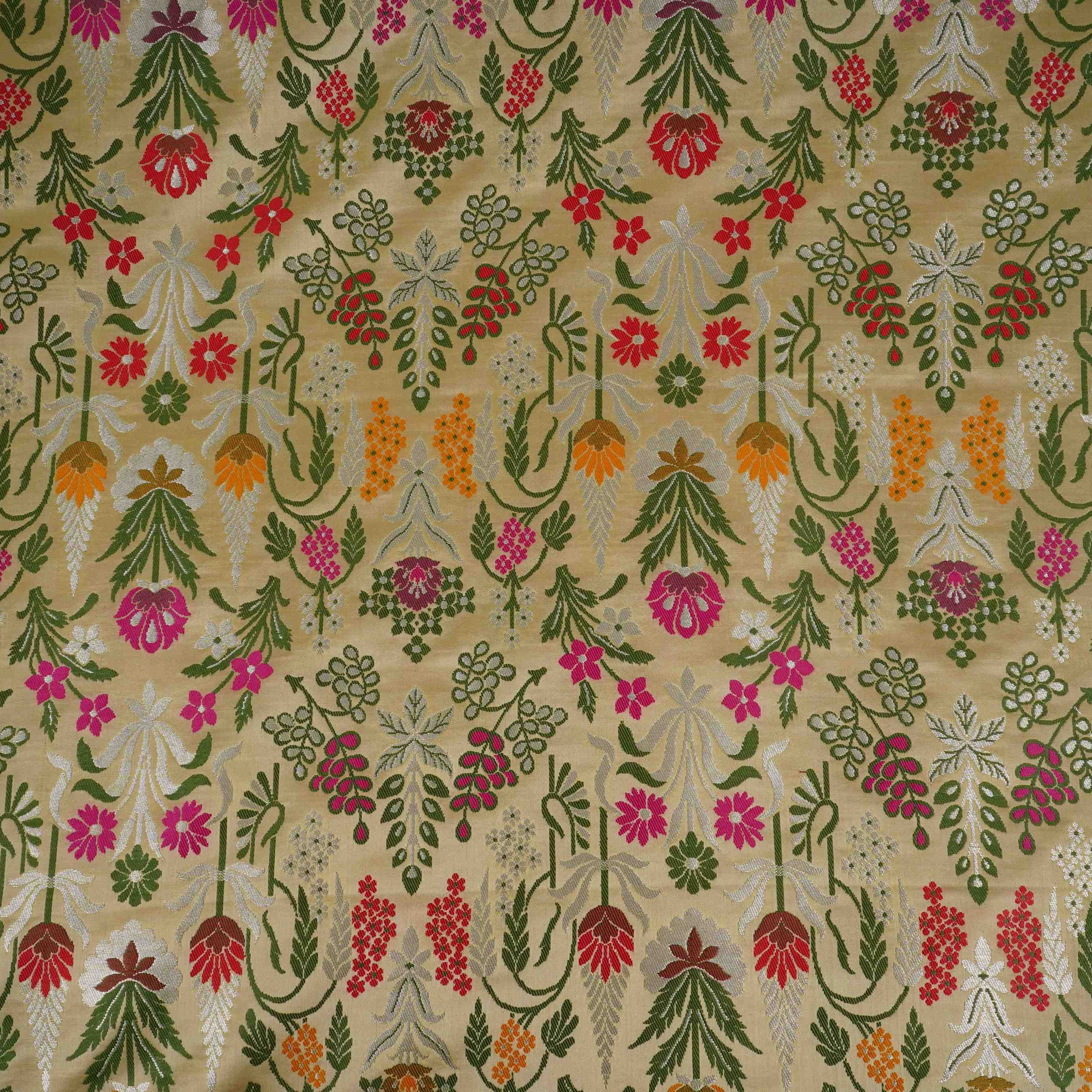 Beige Kimkhab Brocade Fabric HMSS-32790