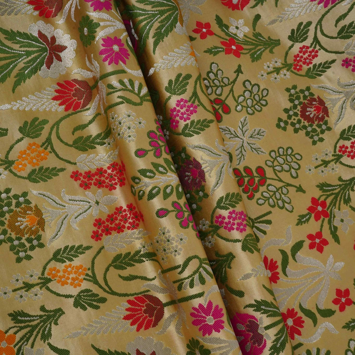 Beige Kimkhab Brocade Fabric HMSS-32790