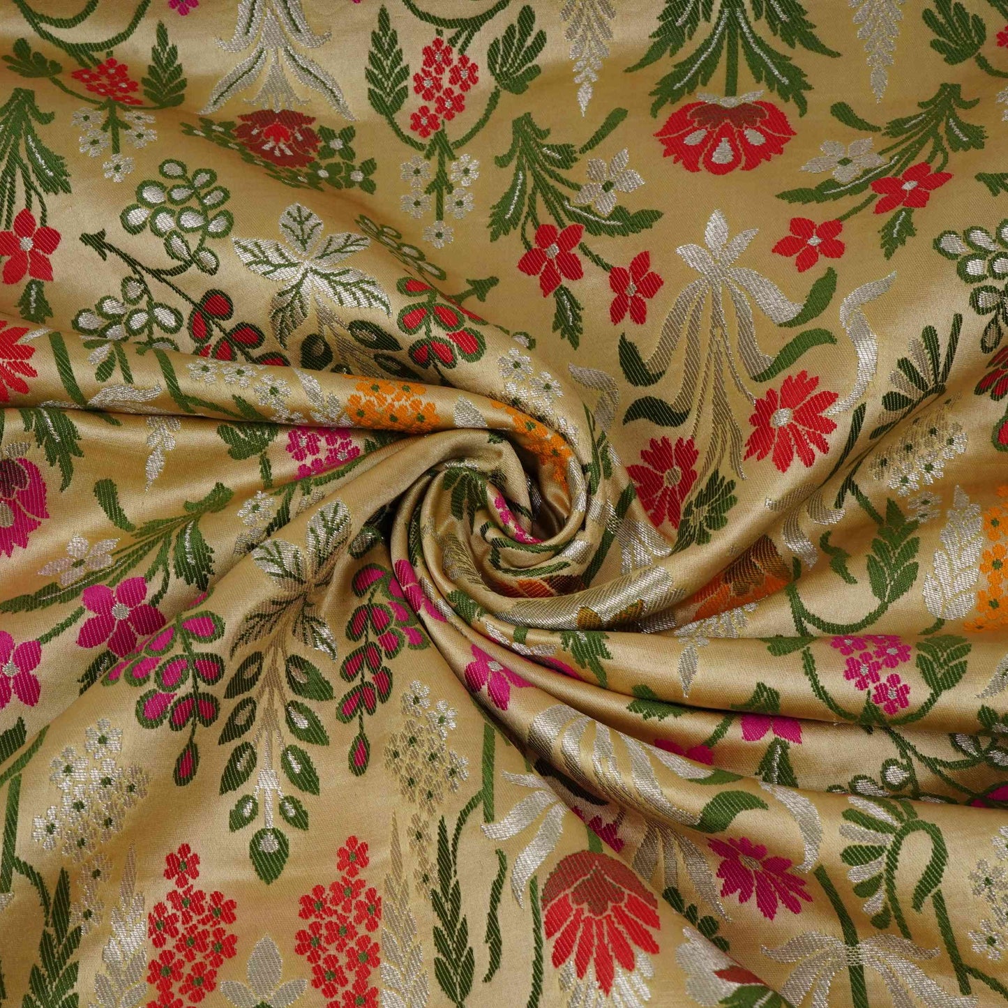Beige Kimkhab Brocade Fabric HMSS-32790