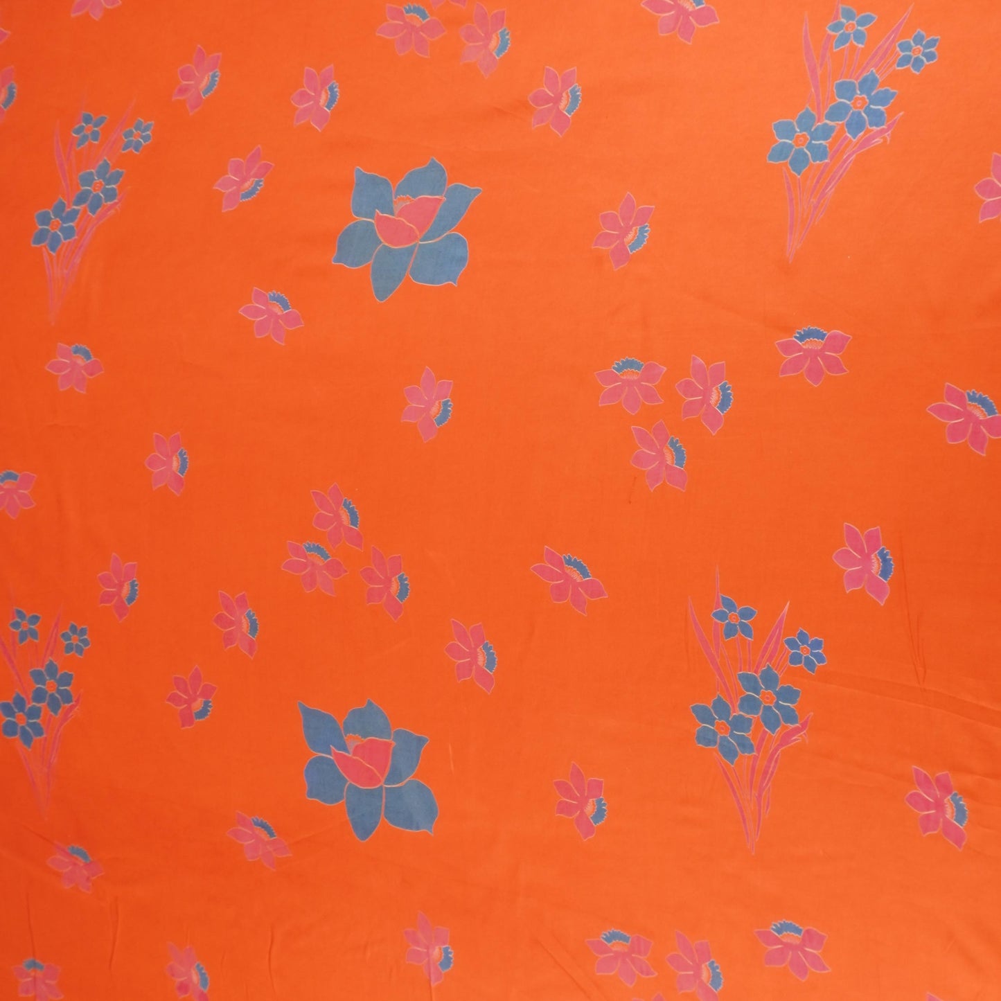 Orange Floral Print Modal Satin SN-29524