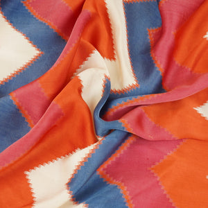 Orange with Multicolor Chervon Print Modal Satin SN-29507 - TradeUNO
