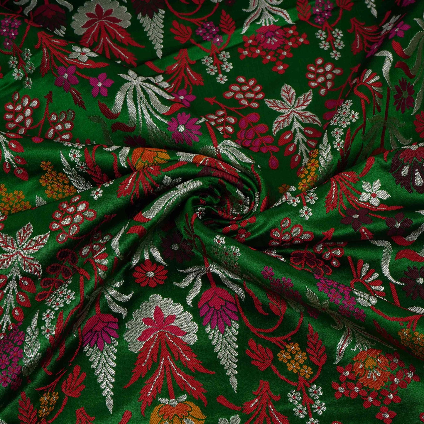 Green Kimkhab Brocade Fabric HMSS-32794