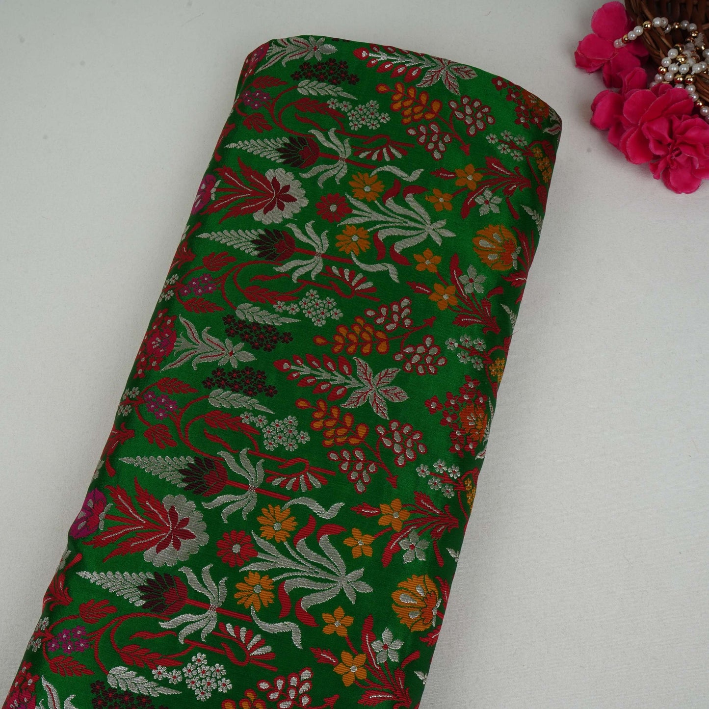 Green Kimkhab Brocade Fabric HMSS-32794